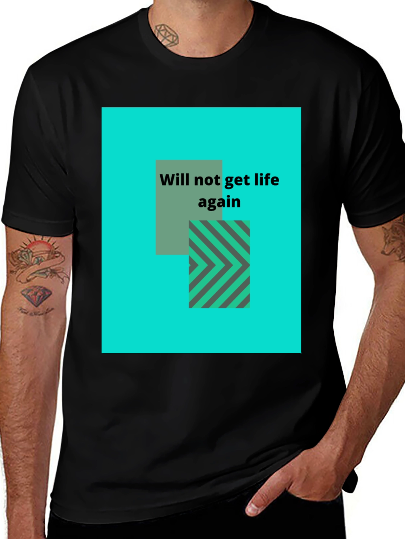 Variant 14 of Graphic Tee: Will Not Get Life Again - Black