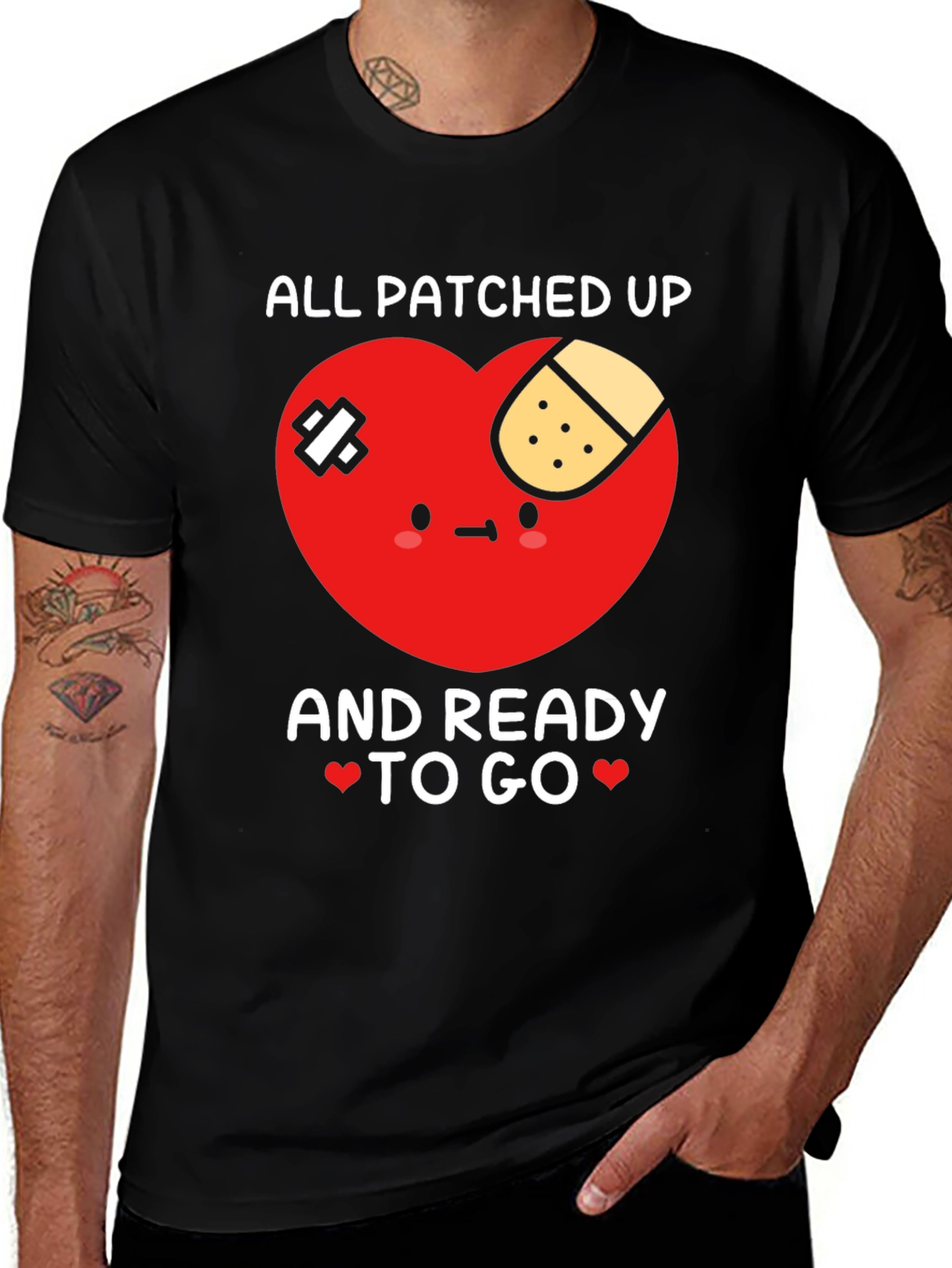 Variant 6 of Patched Up Heart Graphic T-Shirt - Ready to Go!