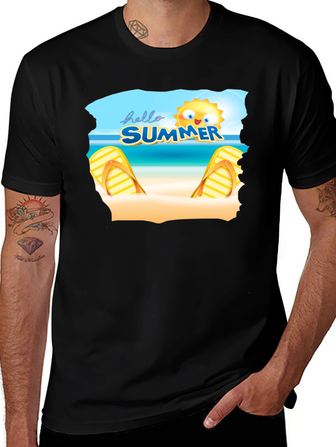 Variant 3 of Hello Summer Beach T-Shirt, Black