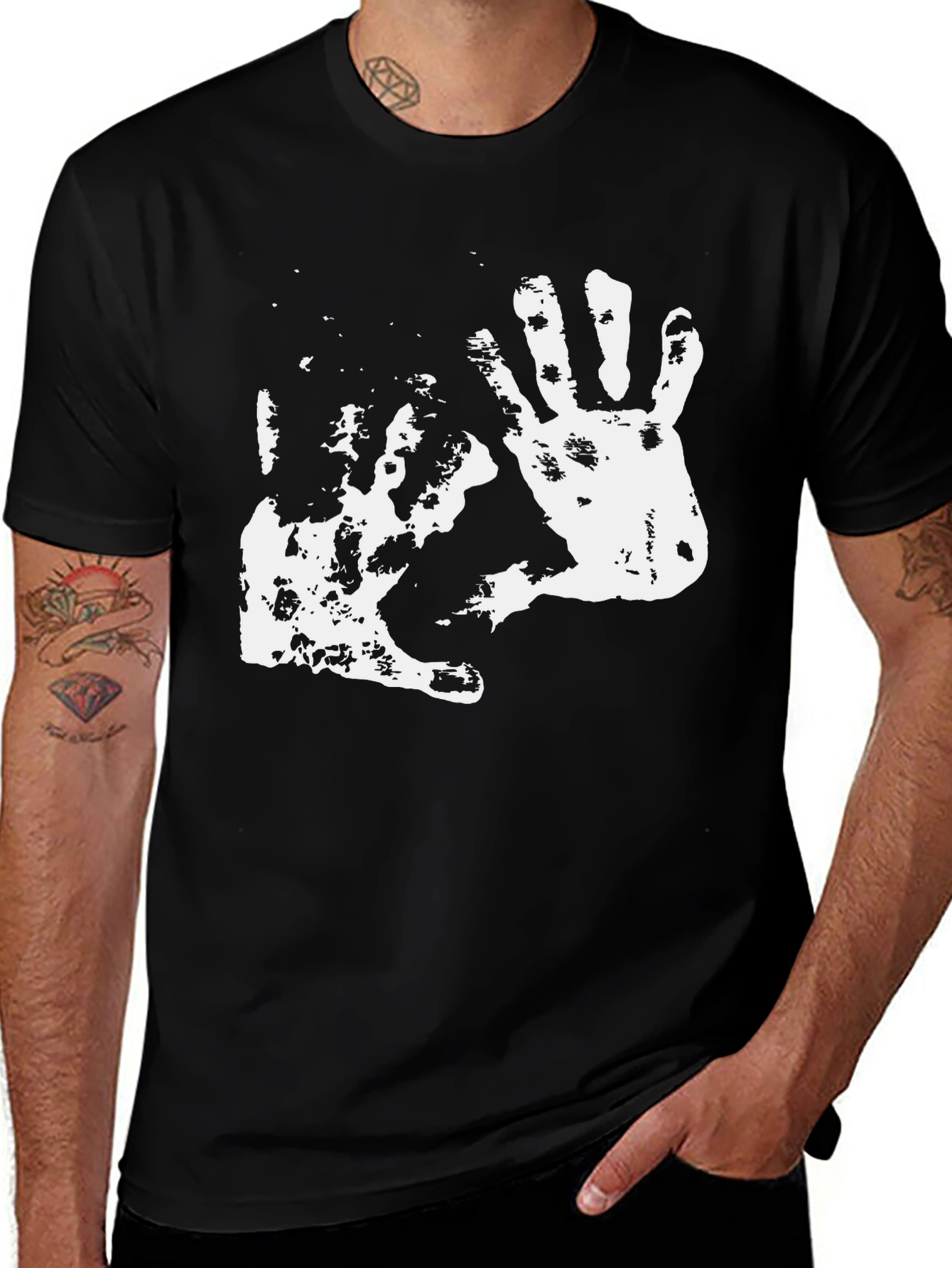 Variant 21 of Handprint Graphic Black T-Shirt