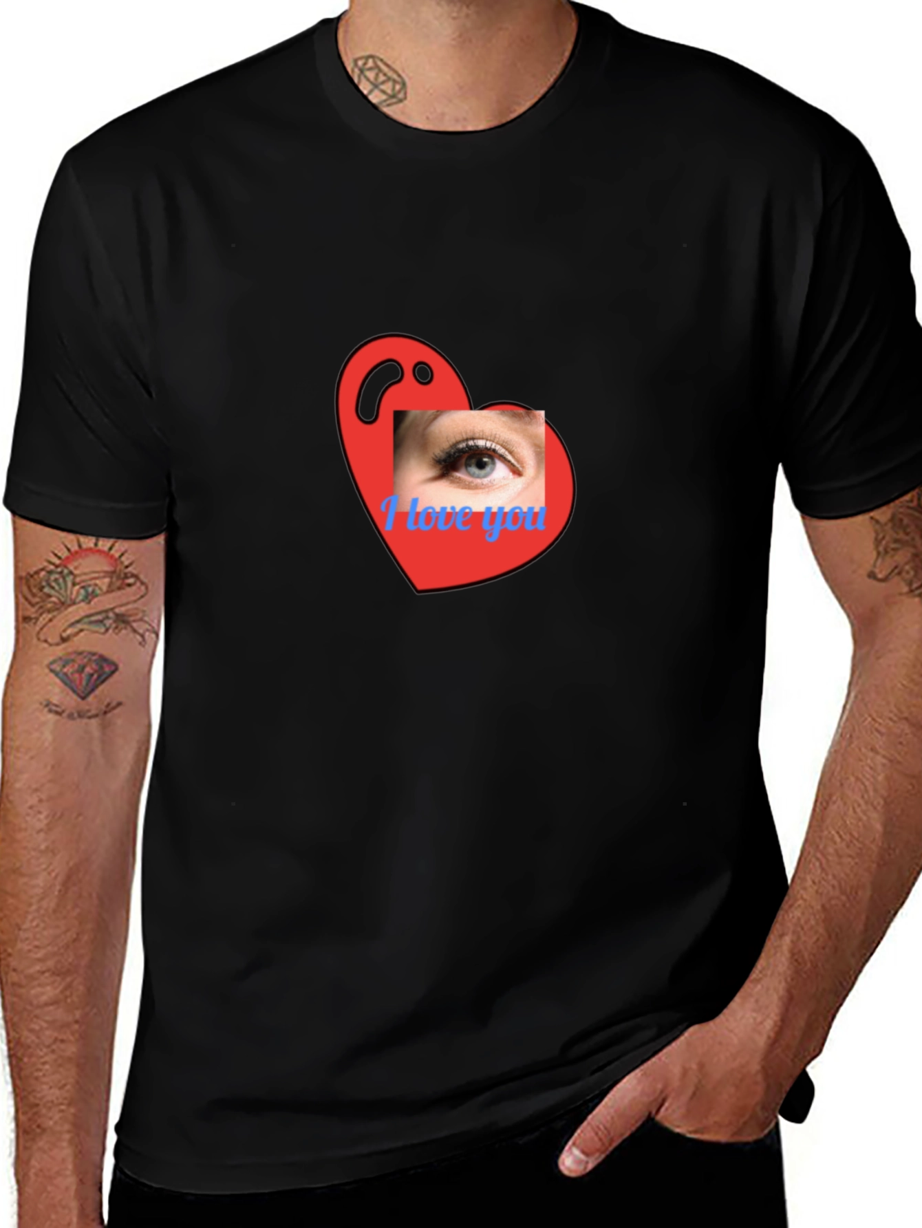 Variant 2 of I Love You Eye Heart Graphic Tee - Black