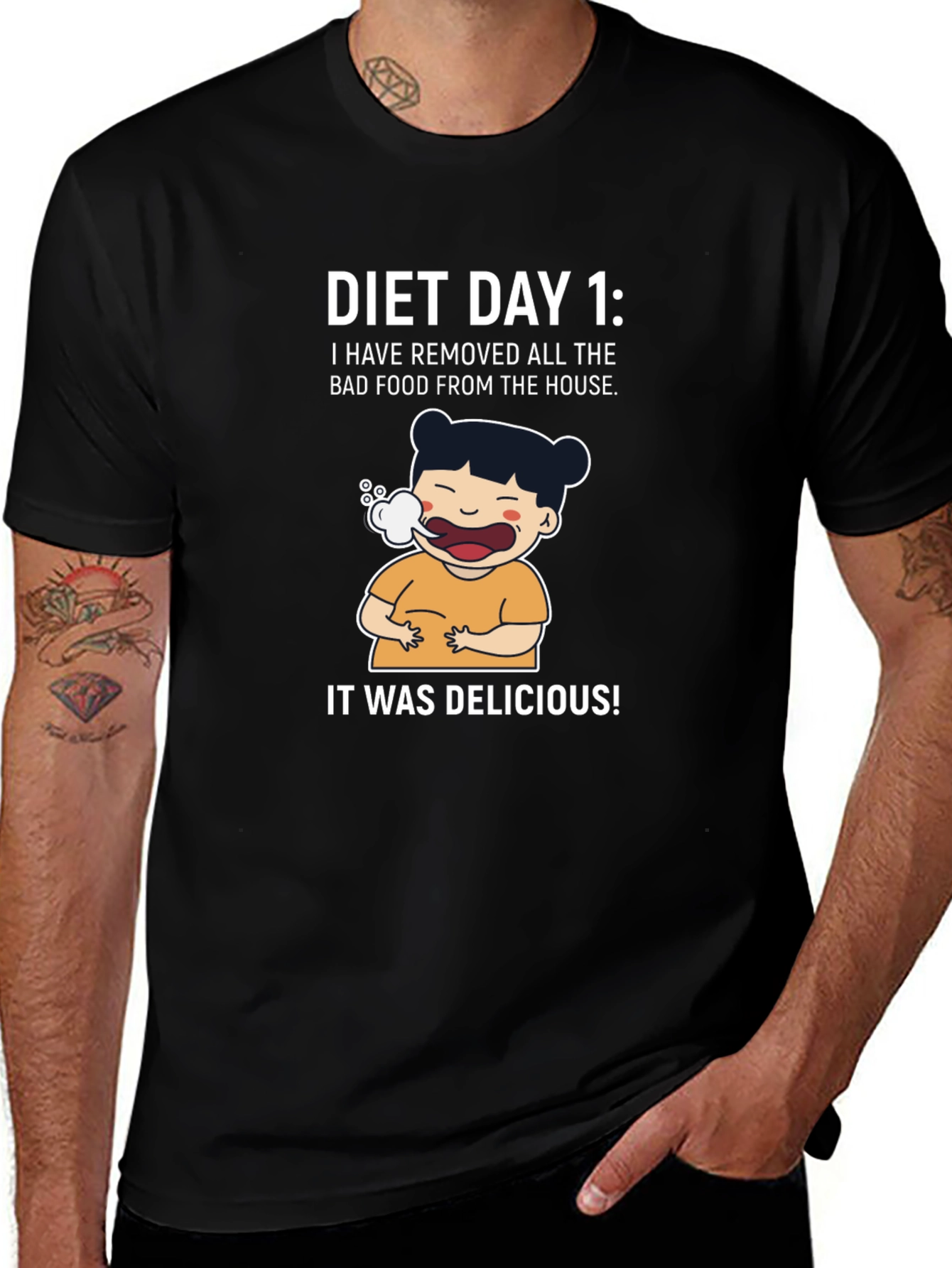 Variant 30 of Diet Day 1 Funny Graphic Tee Shirt