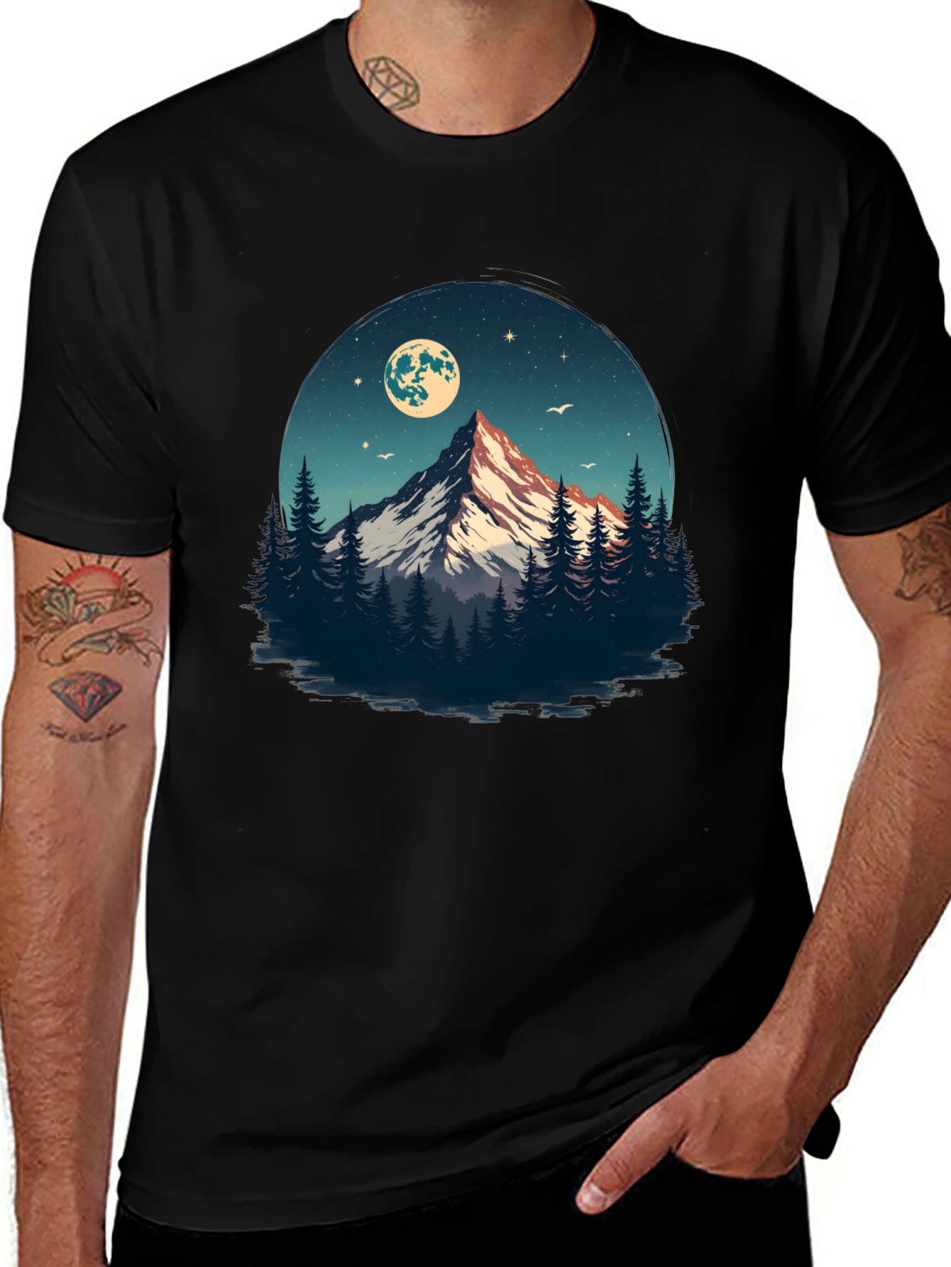 Variant 12 of Mountain Moonscape Graphic Tee - Black