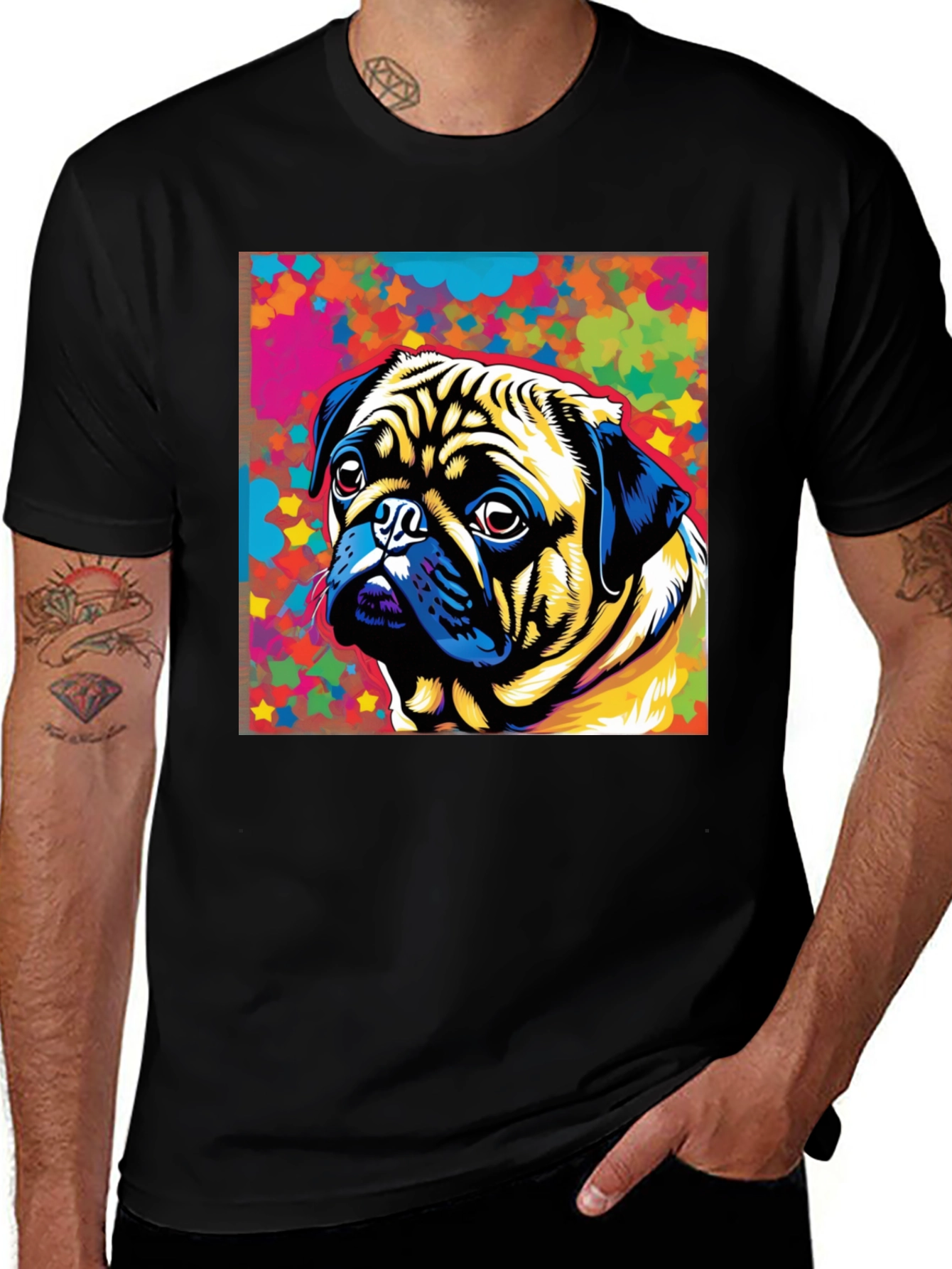 Variant 11 of Colorful Pug Graphic T-Shirt