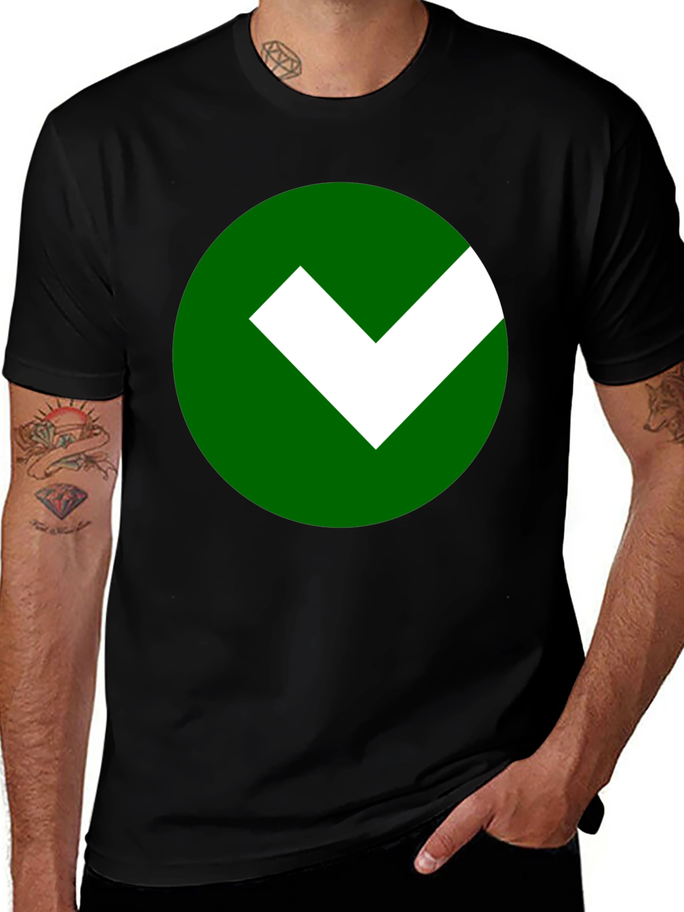Green Circle Check T-Shirt - Soft Cotton Blend