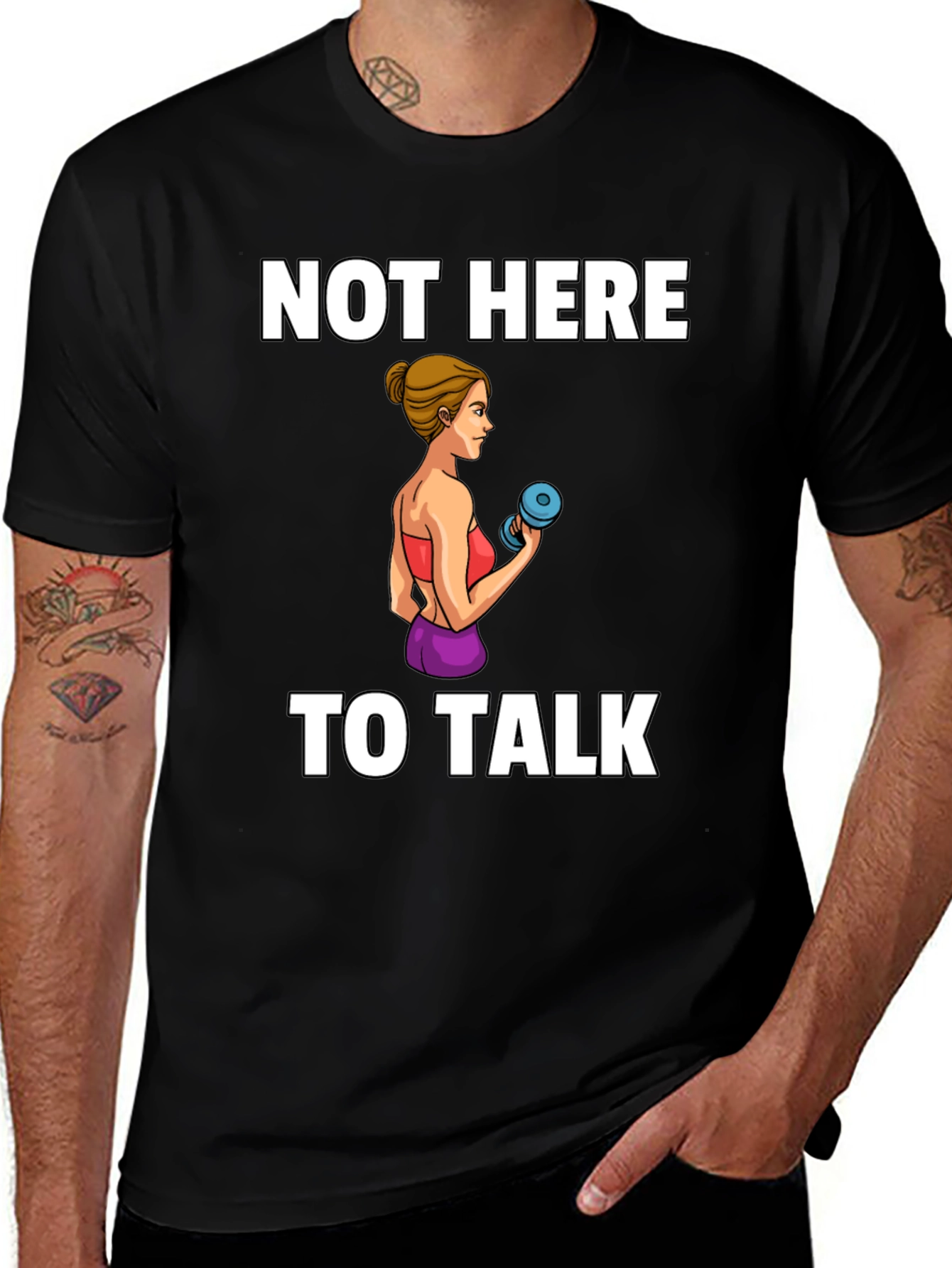 Variant 16 of Workout T-Shirt - Not Here to Talk Gym Tee