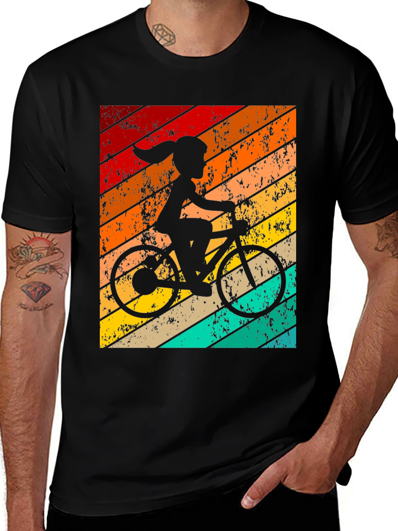Variant 28 of Retro Cycling Girl T-Shirt - Vintage Bike Design