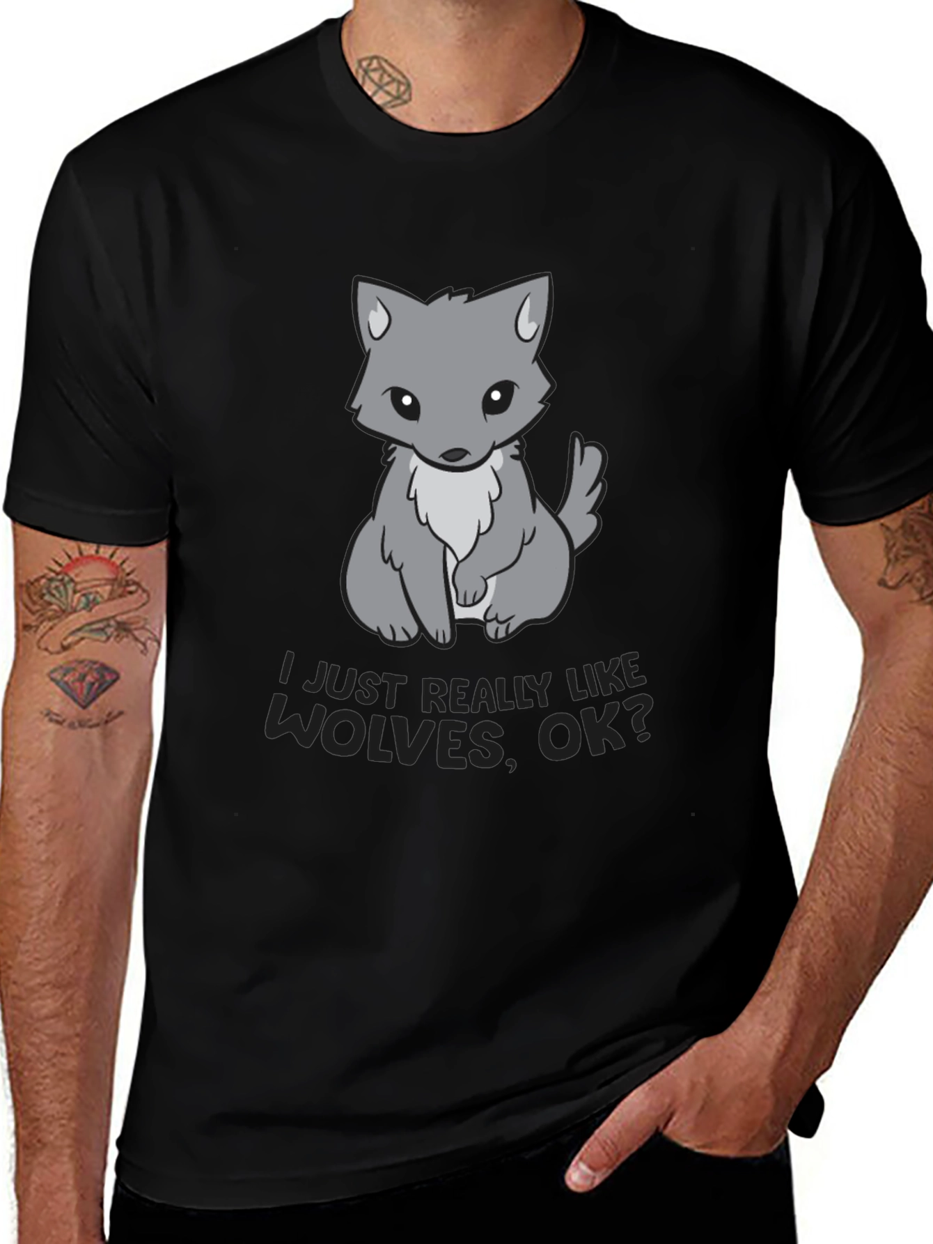 Wolf Lover Tee - Cute Cartoon Wolf Graphic T-Shirt