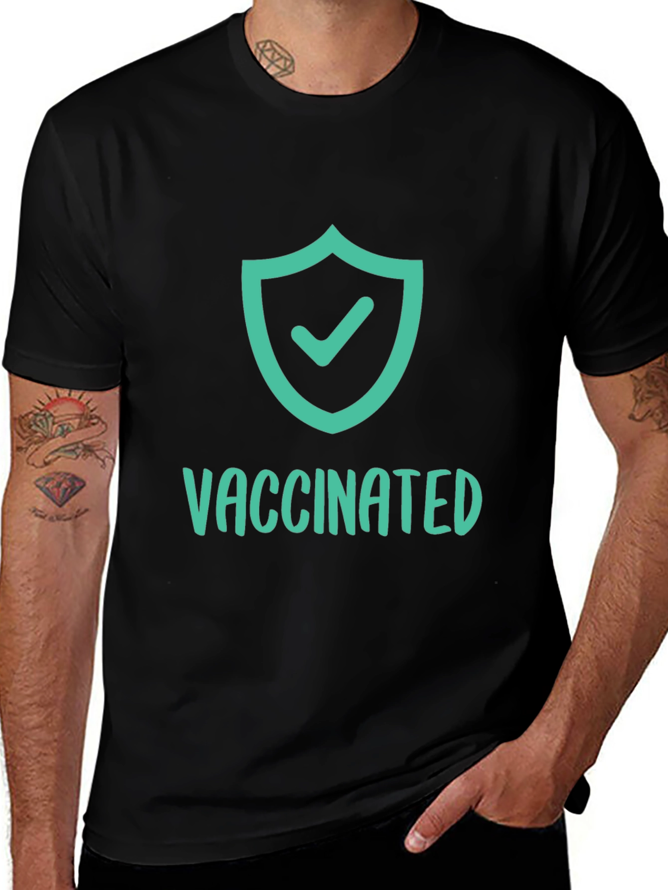 Variant 29 of Vaccinated Shield Graphic Tee - Comfort Fit Cotton