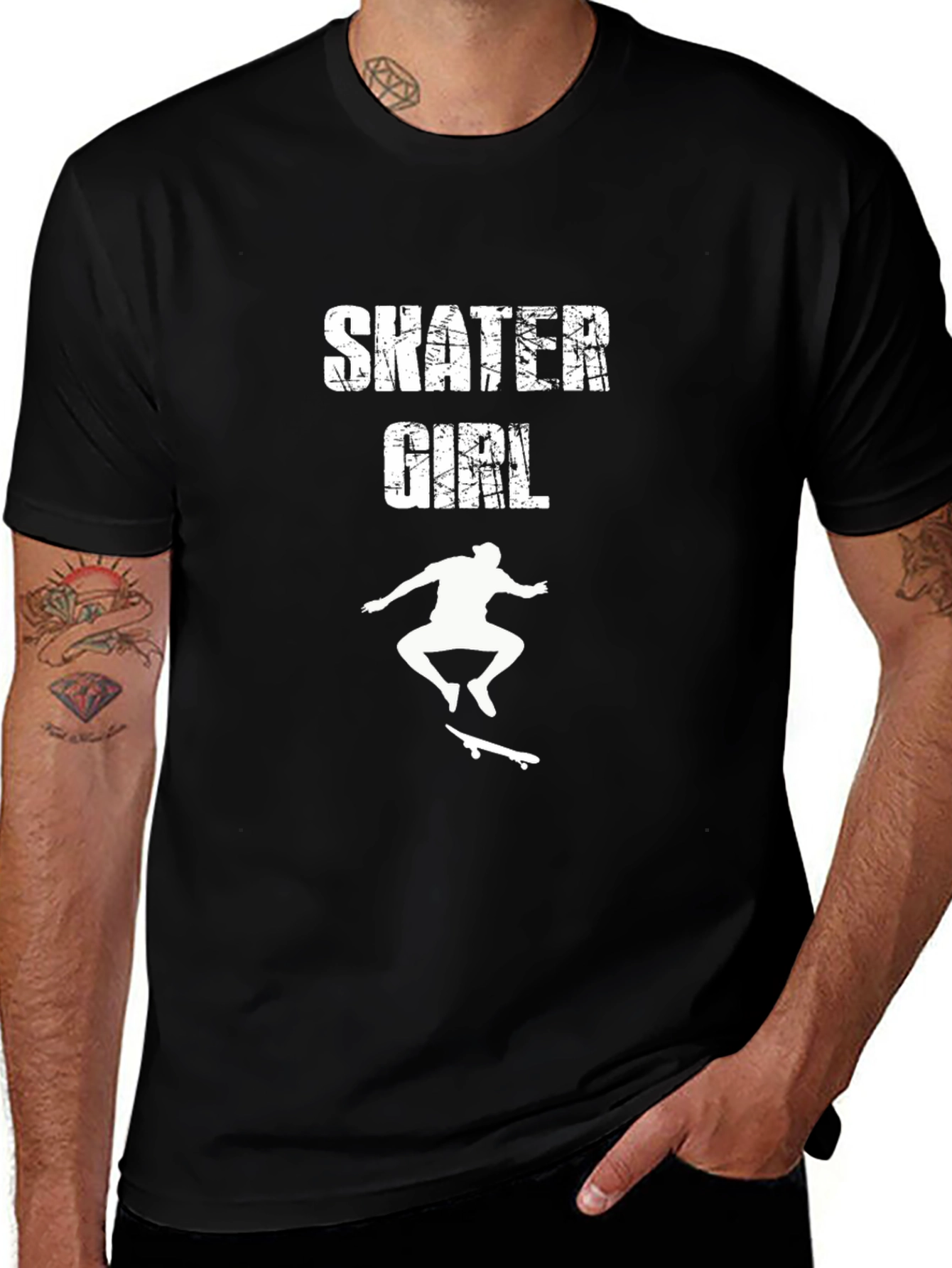 Variant 18 of Skater Girl Graphic Tee - Cool Black T-Shirt