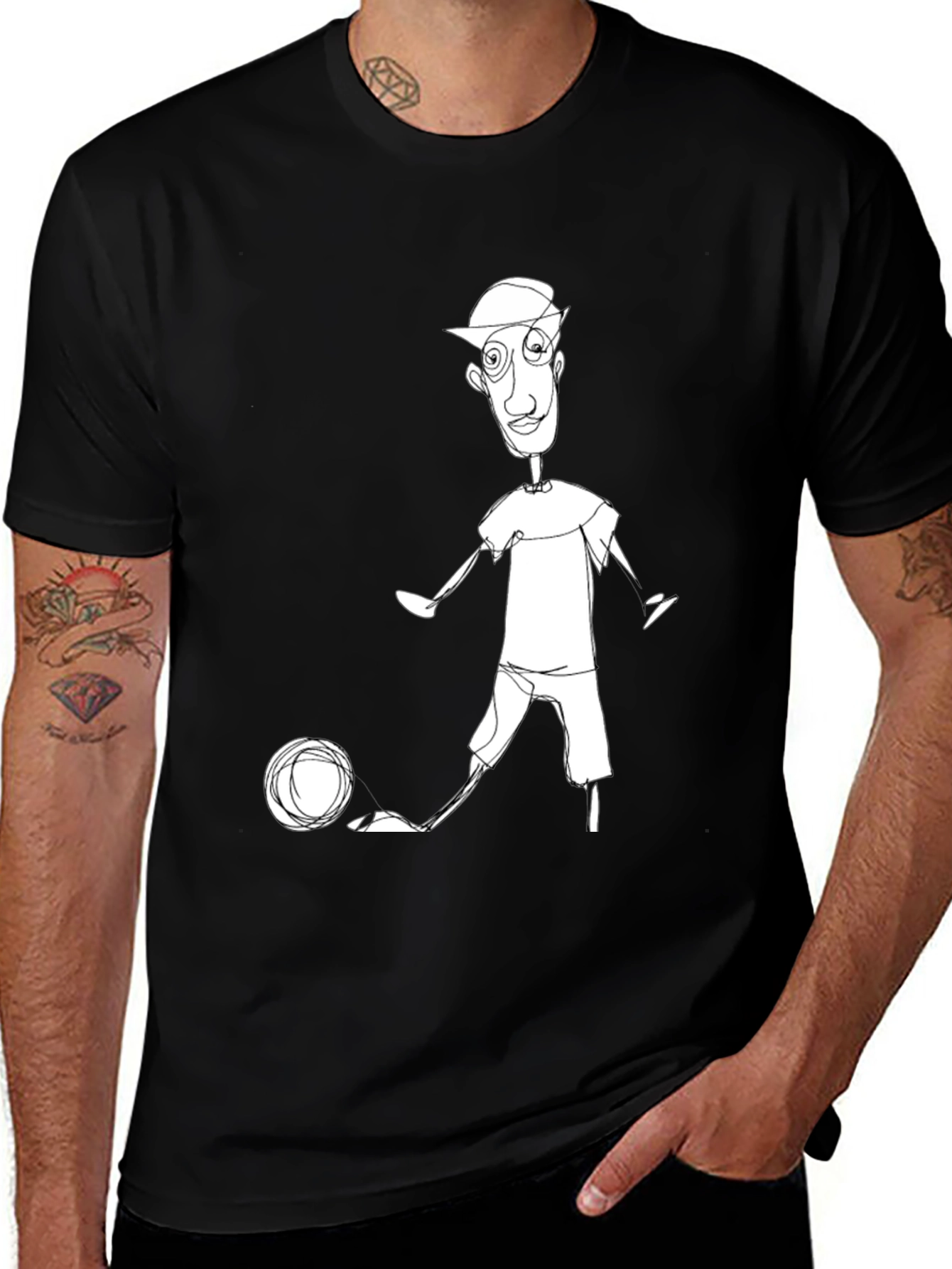 Variant 21 of Cartoon Soccer Player Black T-Shirt
