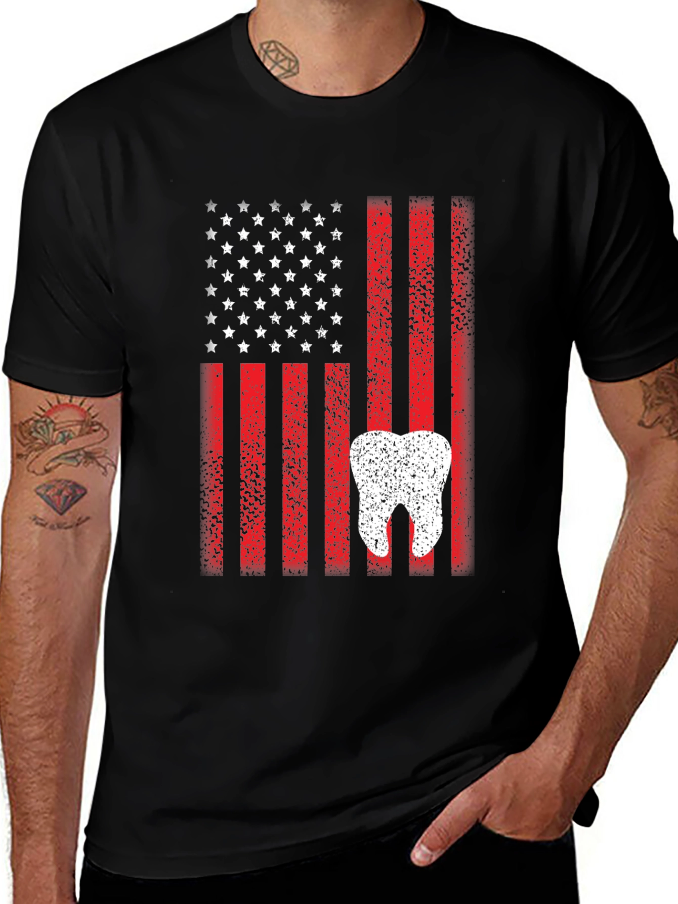 Variant 19 of American Flag Tooth Graphic T-Shirt