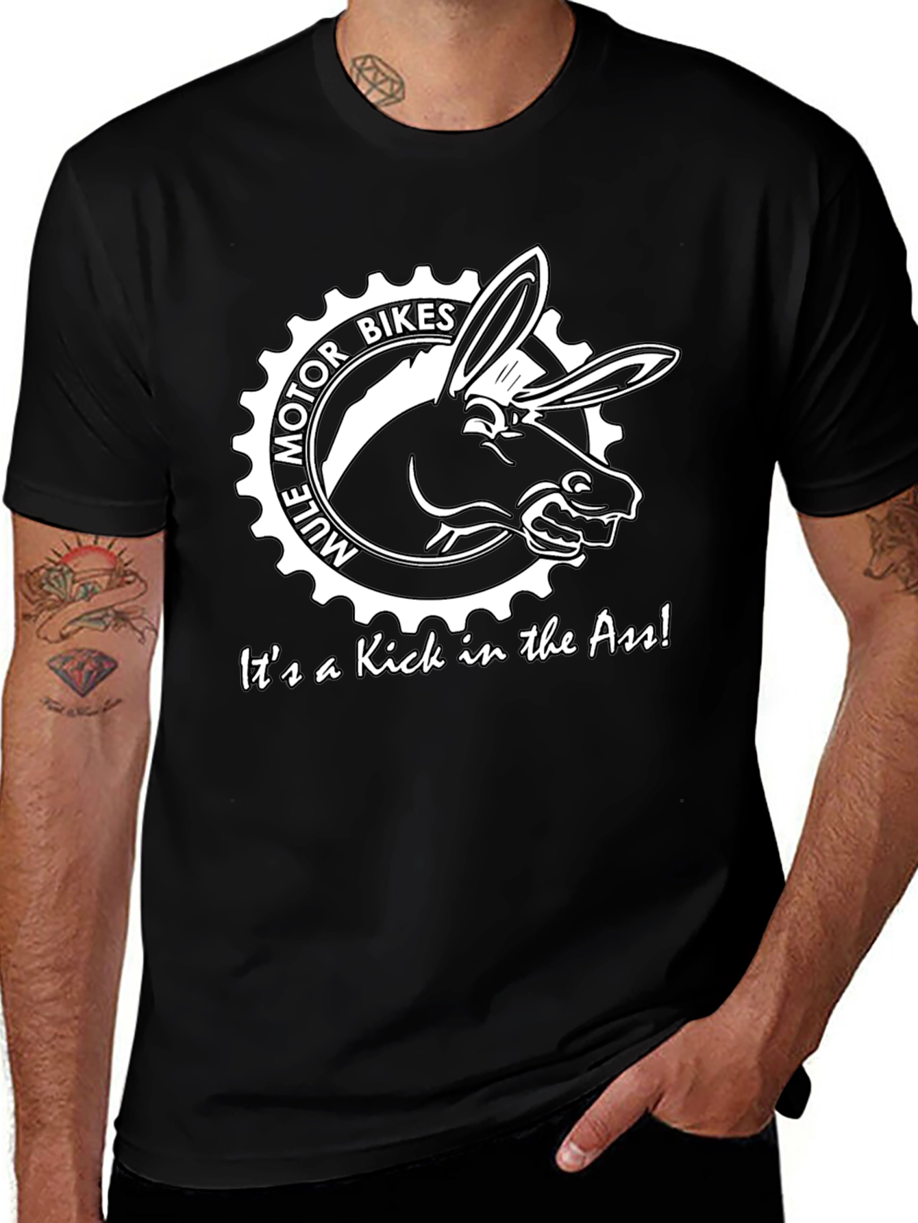 Variant 19 of Mule Motor Bikes T-Shirt - Kick in the Ass!