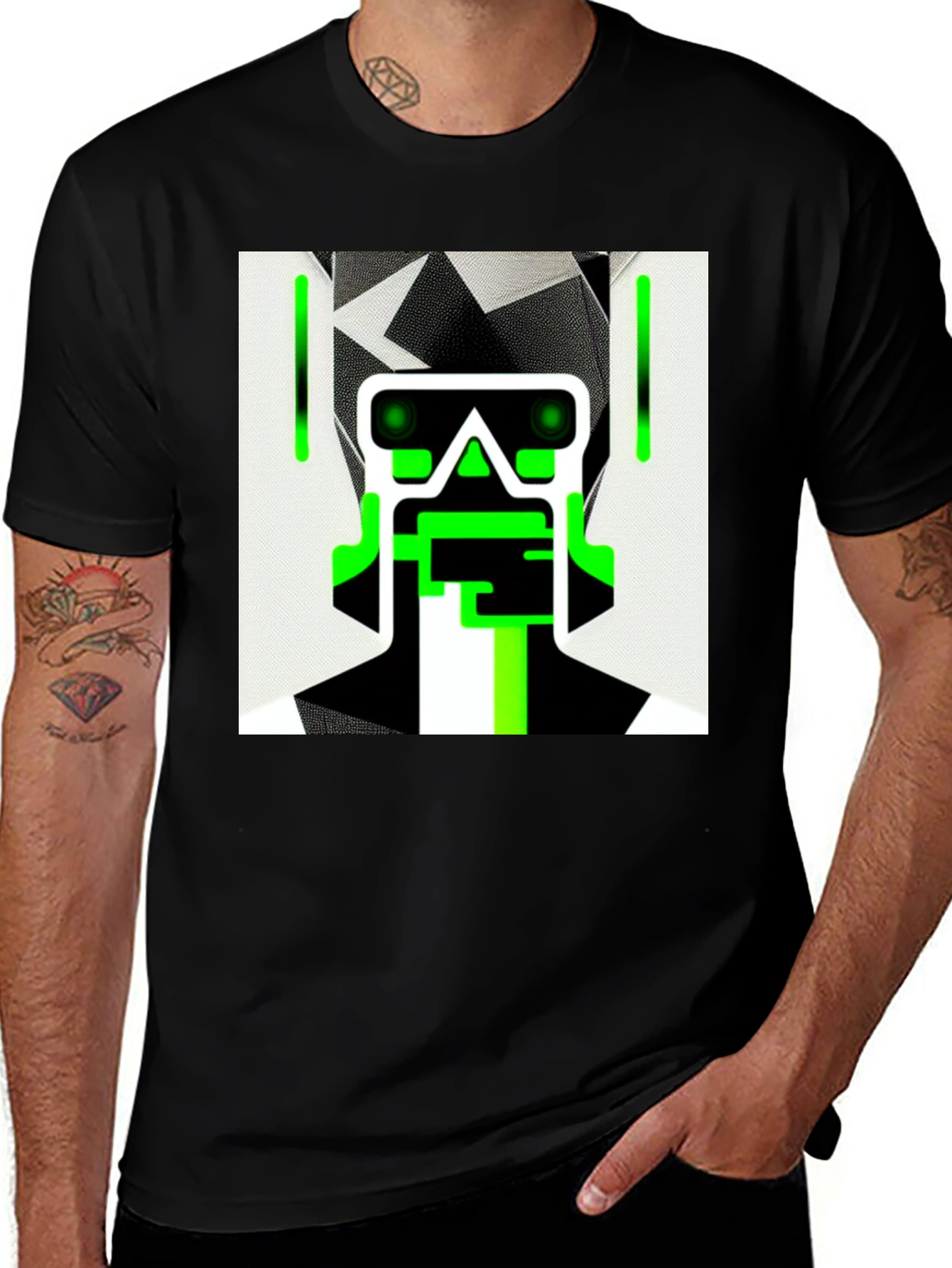 Variant 14 of Cyberpunk Robot Graphic Tee - Cool Black Shirt