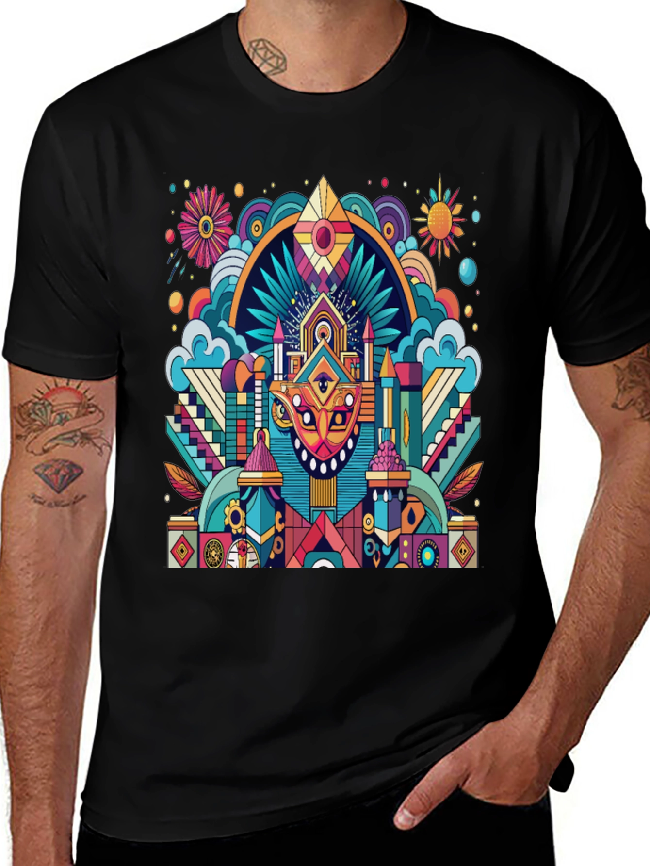 Variant 26 of Vibrant Psychedelic Art Black T-Shirt