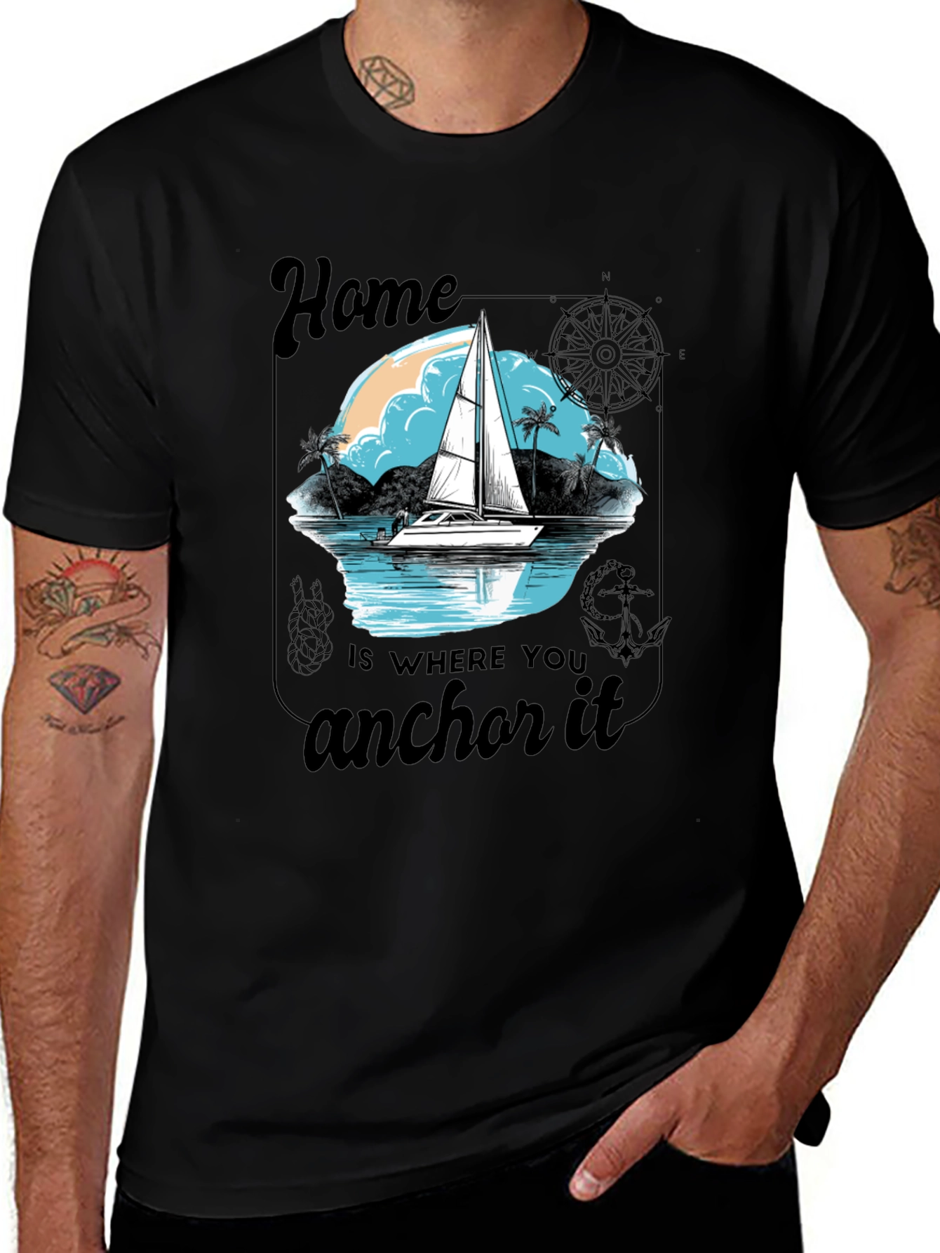 Variant 6 of Nautical Home Anchor Graphic T-Shirt