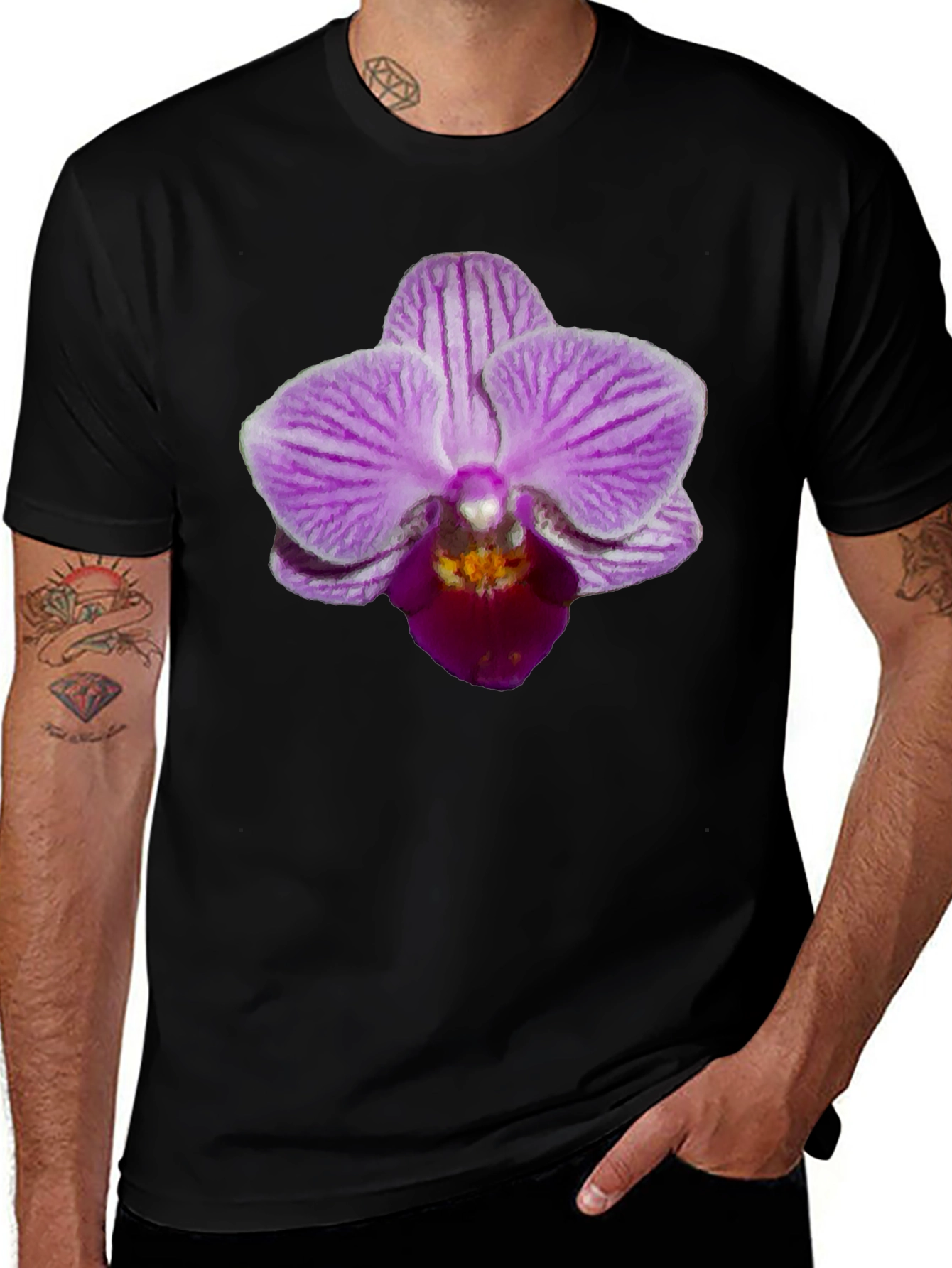 Variant 21 of Orchid Graphic Black T-Shirt
