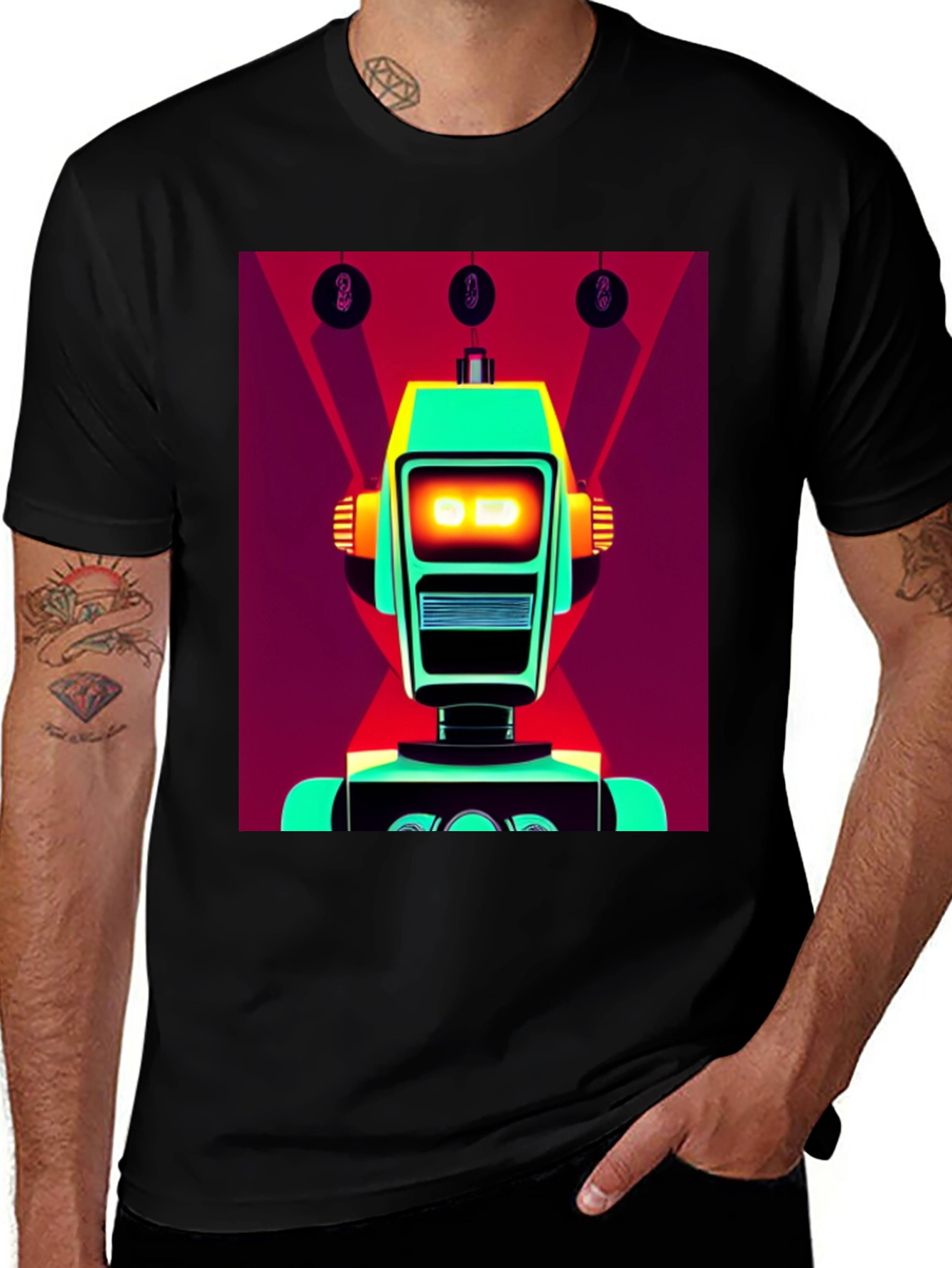Variant 10 of Retro Robot Graphic Tee - Sci-Fi Style