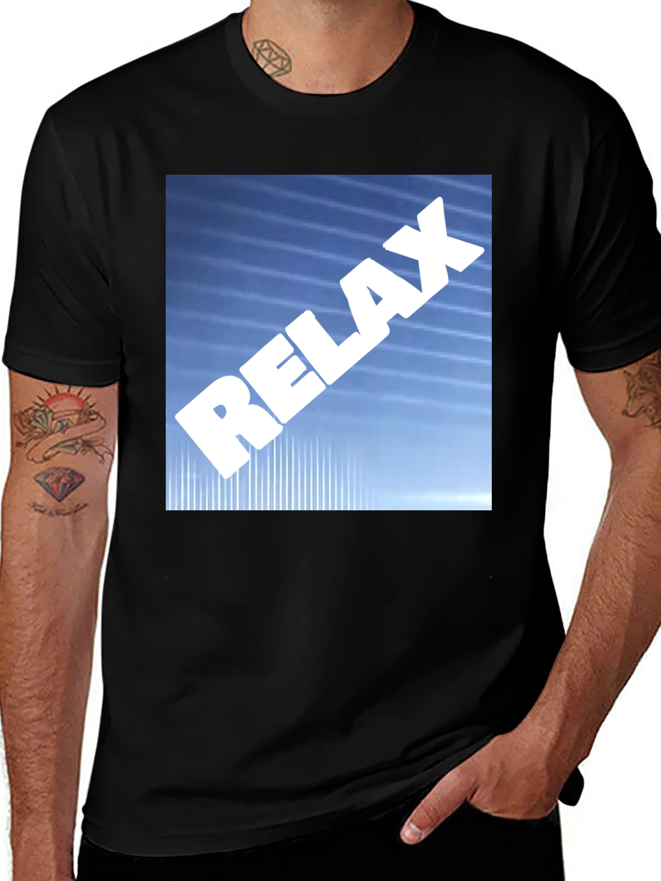Variant 17 of Relax Graphic Tee - Men's Black Cotton T-Shirt