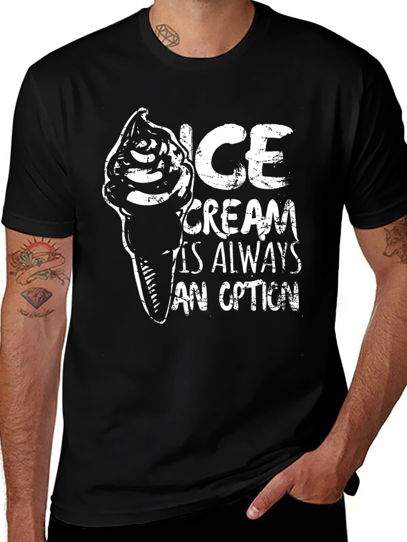 Variant 12 of Ice Cream is Always an Option Black Graphic Tee