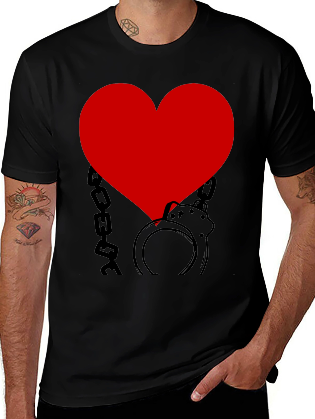 Variant 19 of Heart Handcuffs Graphic Tee