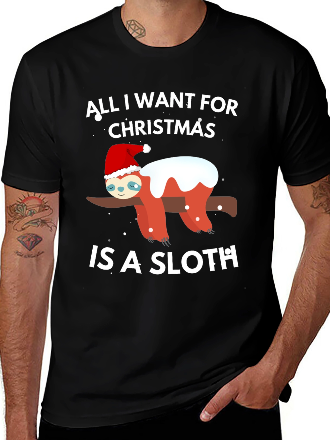 Variant 19 of Sloth Christmas T-Shirt - All I Want is a Sloth!