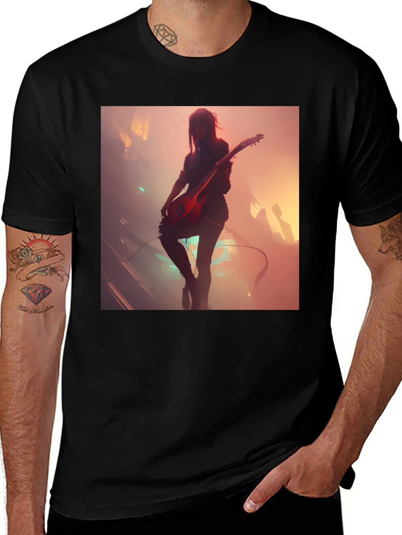 Variant 5 of Guitarist Graphic Tee - Cool Musician Design