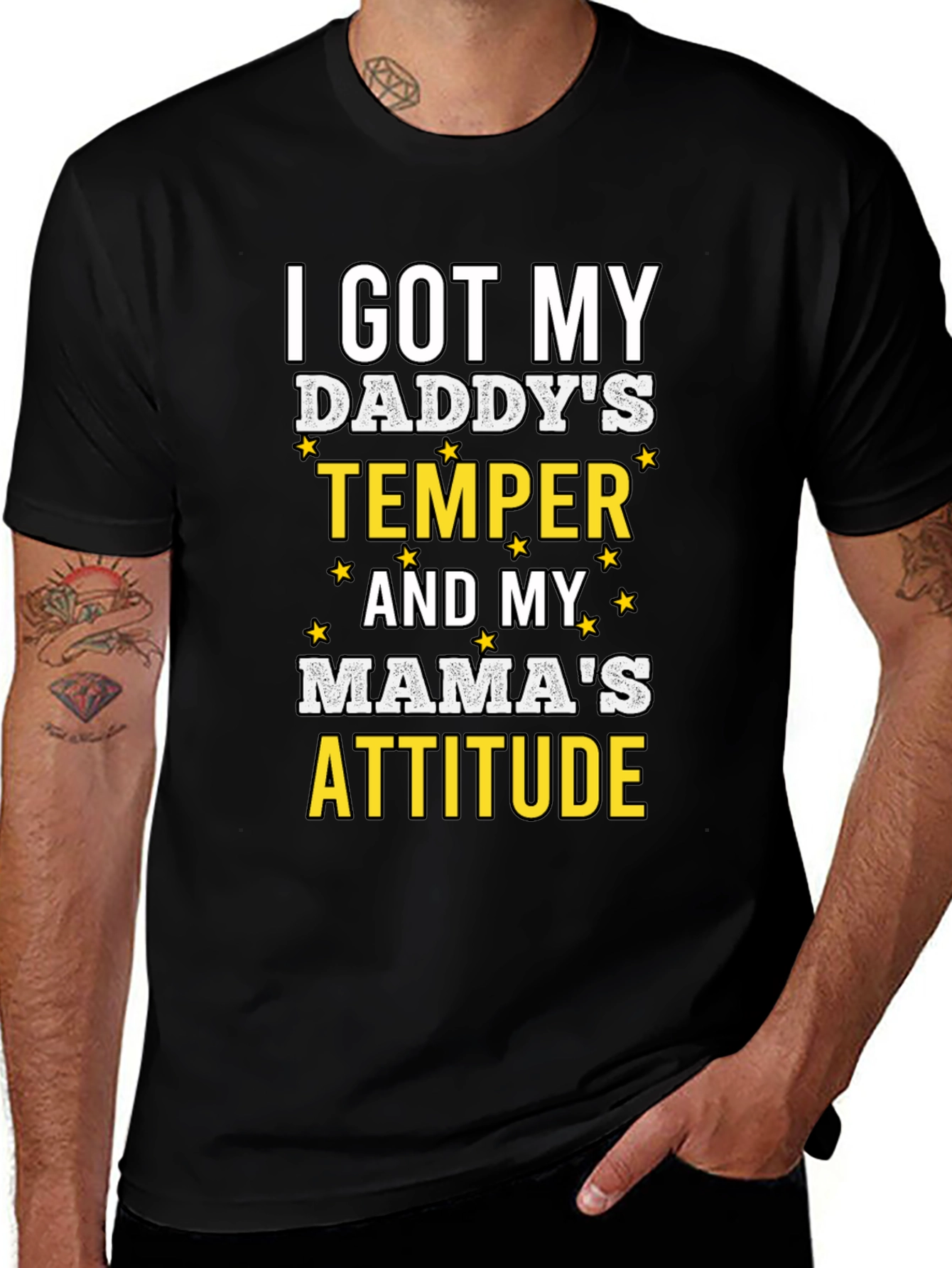 Variant 10 of Humorous "I Got My Daddy's Temper" Graphic T-Shirt