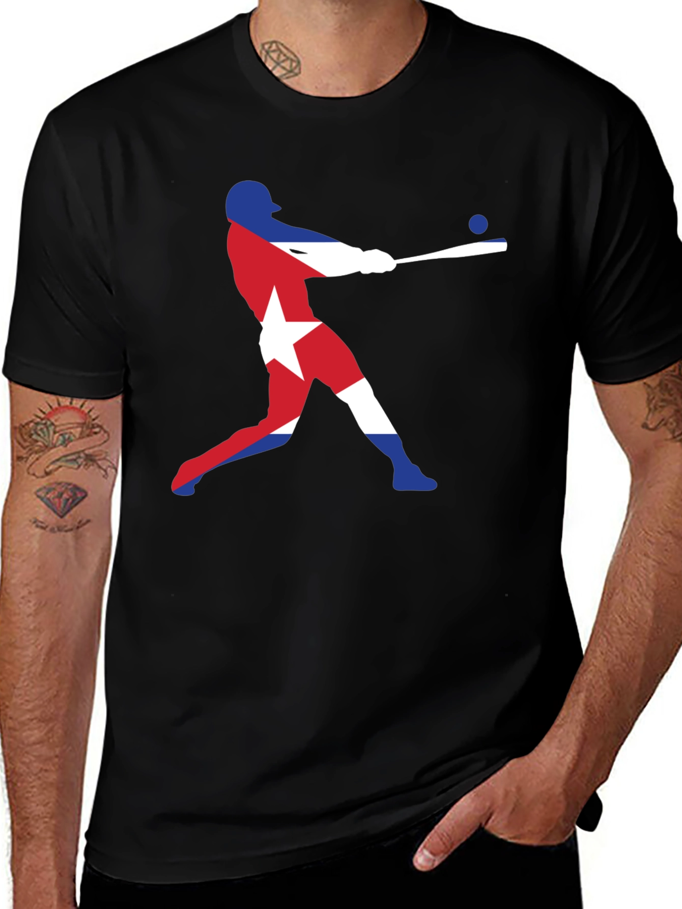 Variant 7 of Cuban Flag Baseball T-Shirt