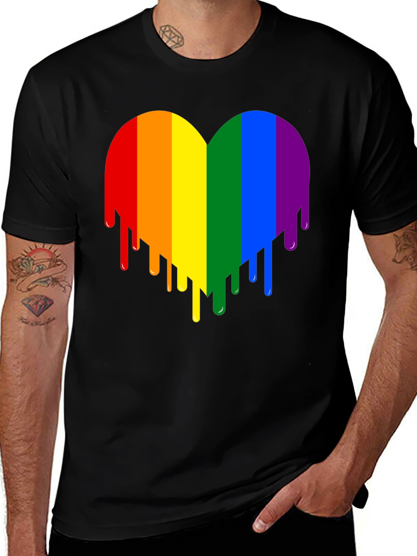 Variant 20 of Rainbow Heart Drip Graphic Tee
