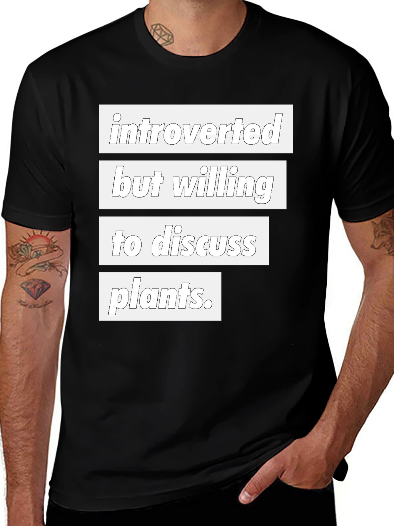 Variant 4 of Introverted Plant Lover T-Shirt - Black