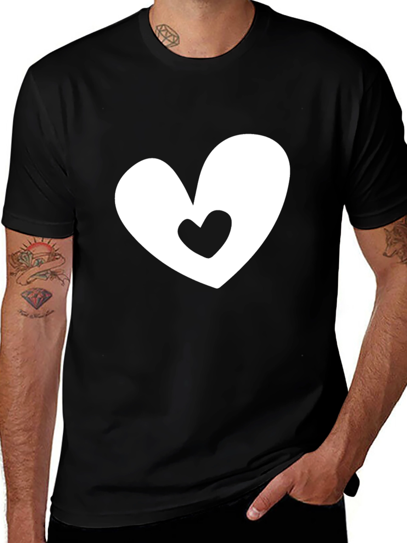 Variant 19 of Heart Within Heart Black Tee