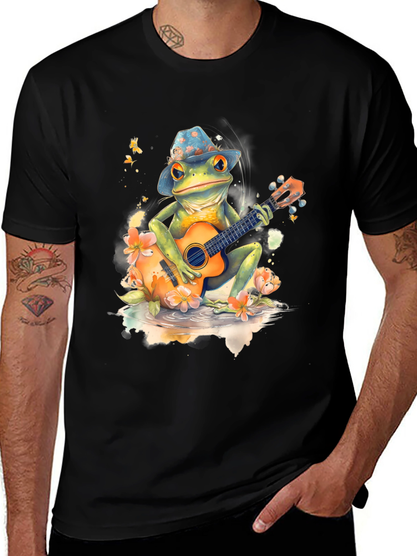 Variant 16 of Frog Guitarist Graphic Tee - Musical Amphibian Style