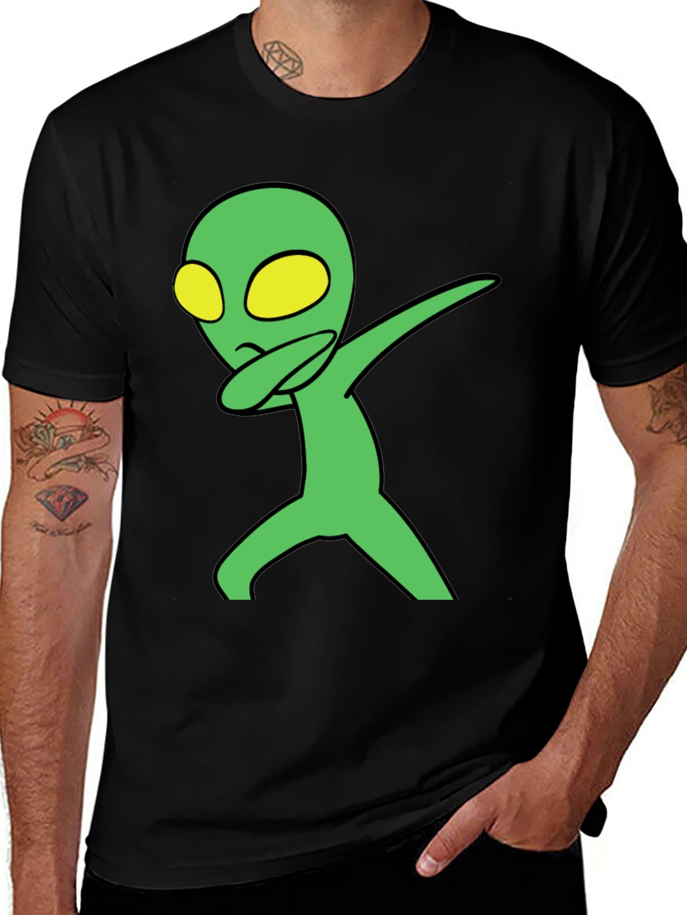 Variant 21 of Alien Dab Graphic T-Shirt - Black Cotton Blend