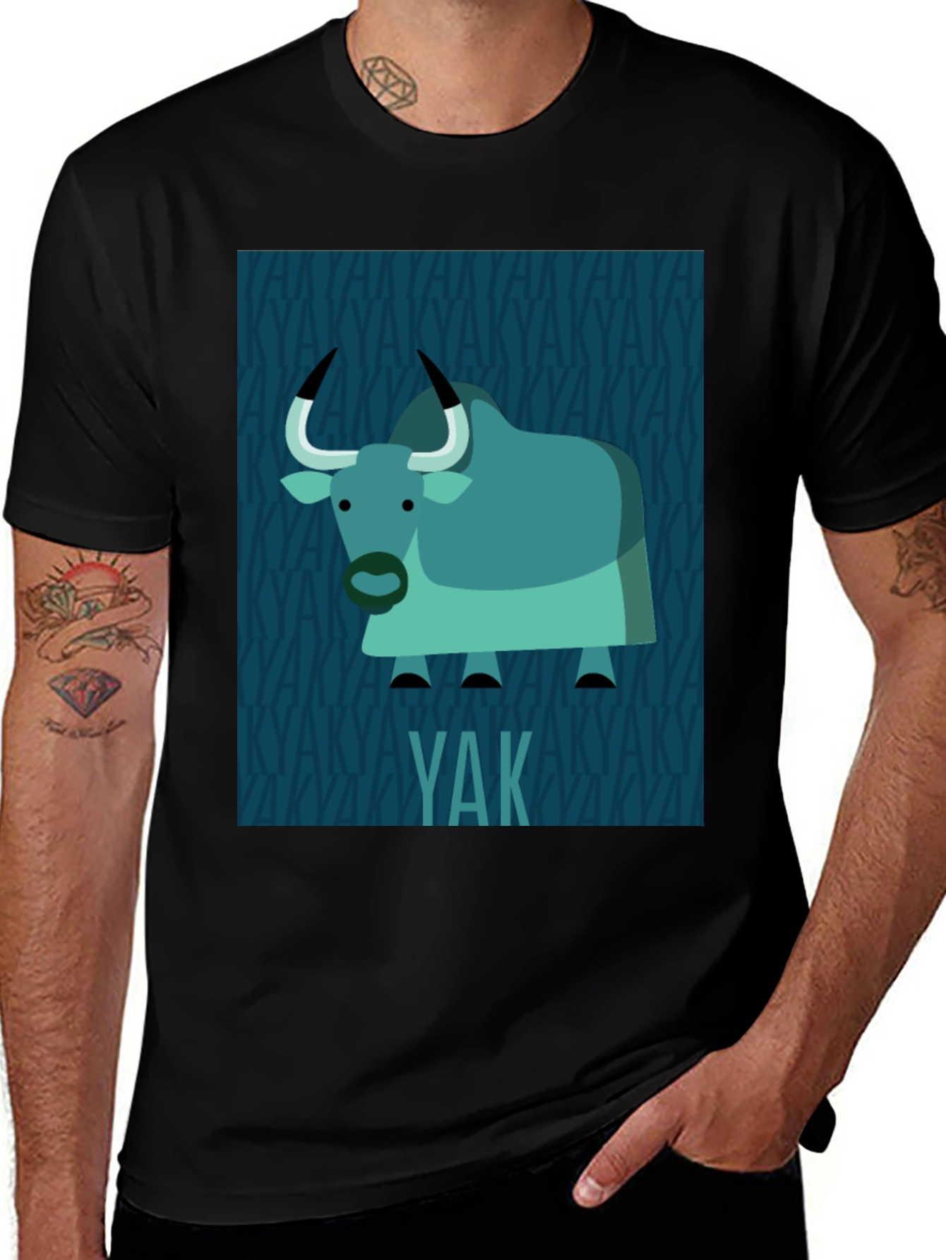 Variant 21 of Yak Graphic Print T-Shirt - Black