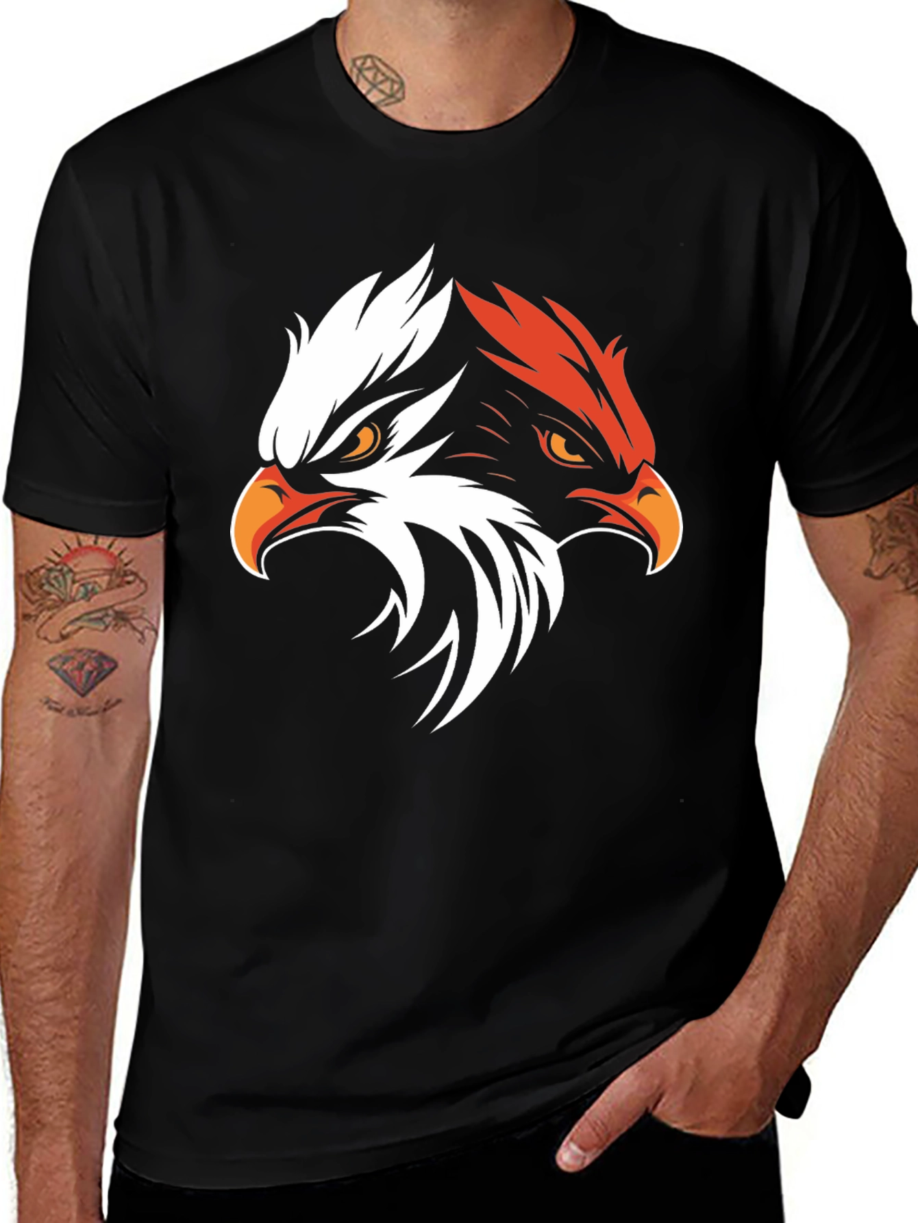 Variant 12 of Bold Eagle Graphic Tee - Black Cotton Blend