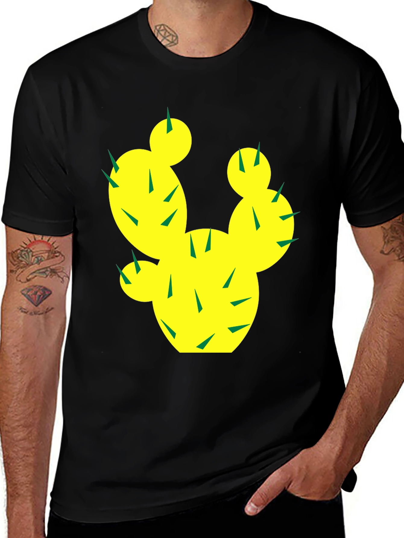 Variant 21 of Cactus Graphic Tee - Trendy Black Cotton T-Shirt