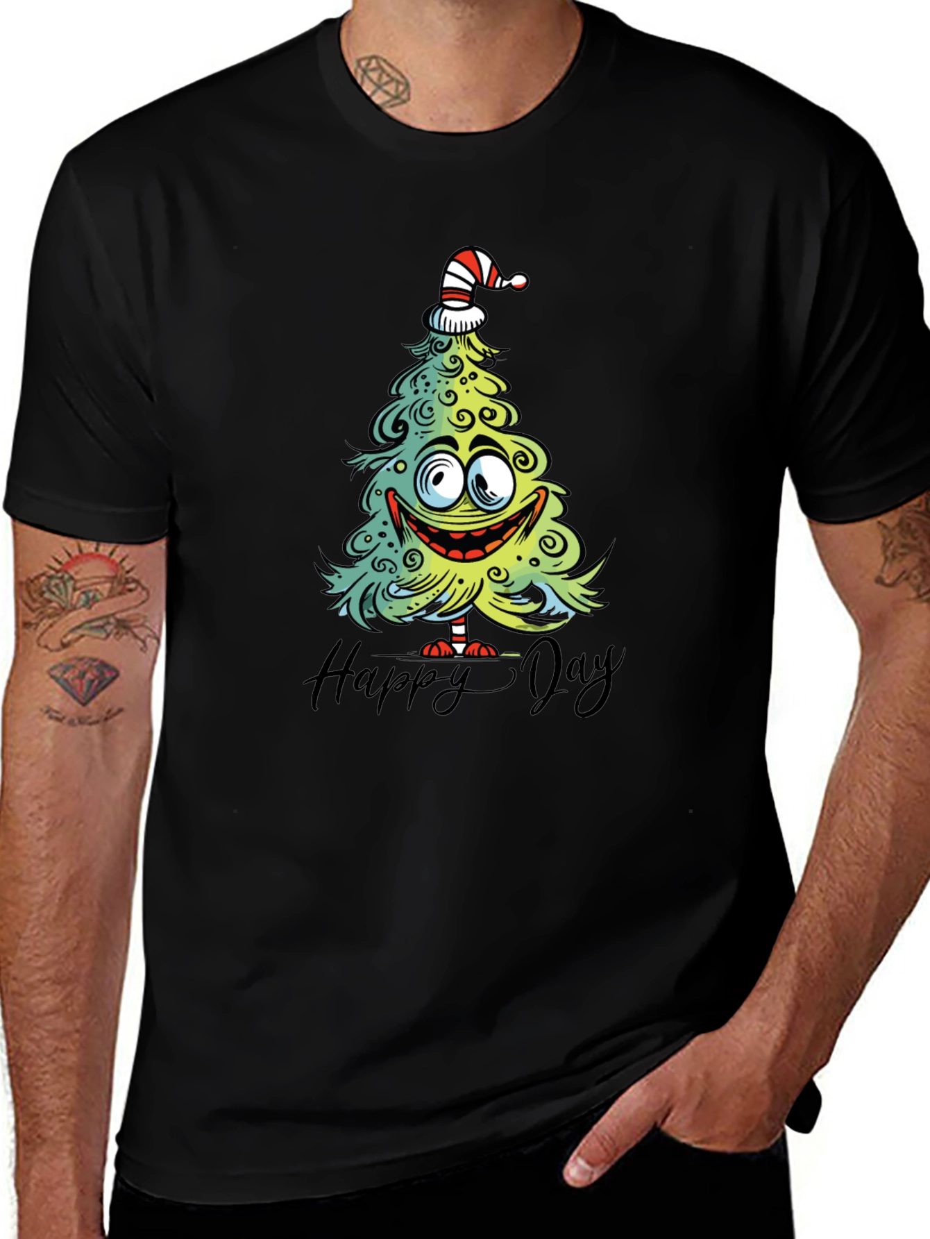 Variant 14 of Funny Christmas Tree Graphic Tee - Happy Day Shirt