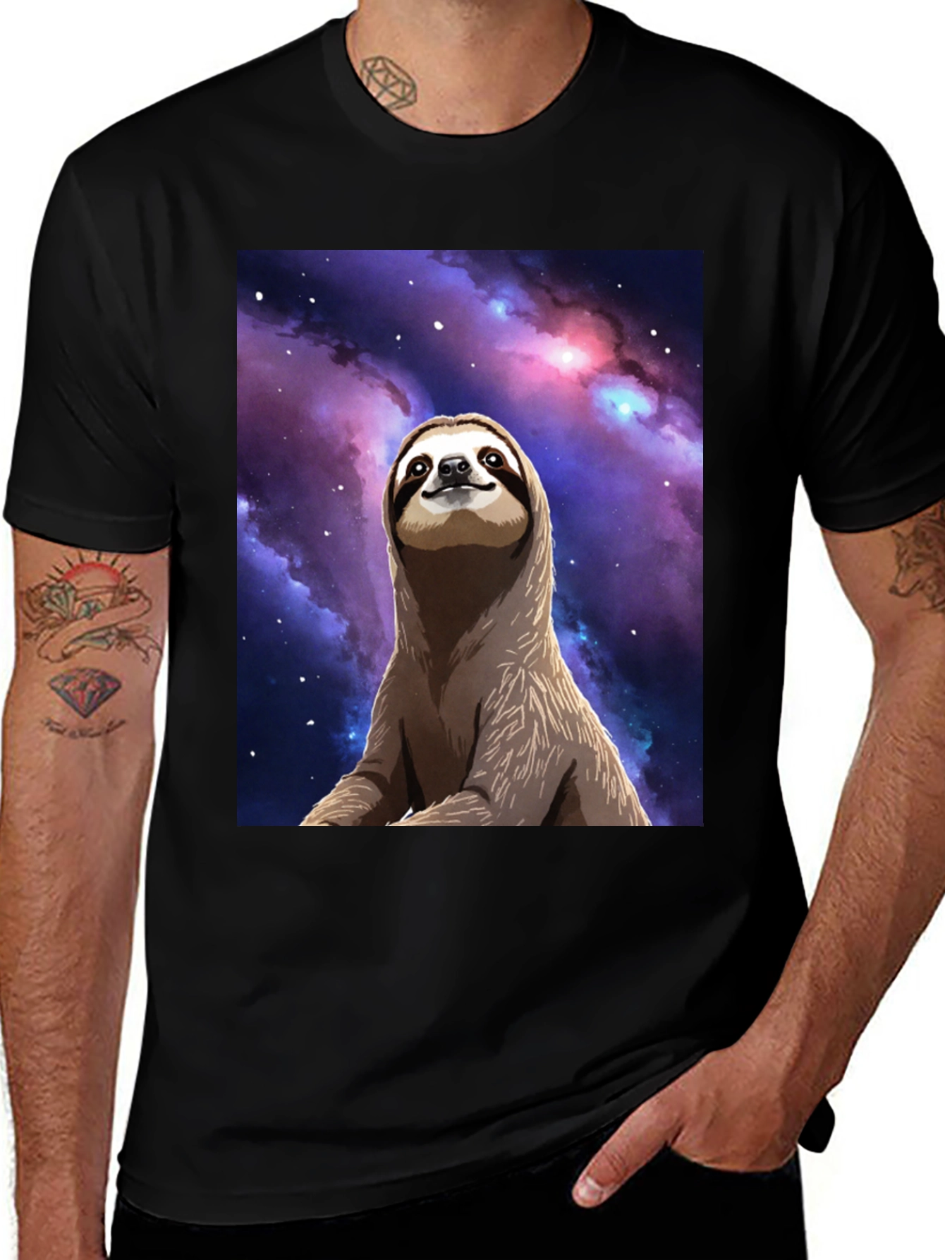 Variant 12 of Sloth Galaxy T-Shirt - Relaxed Space Design