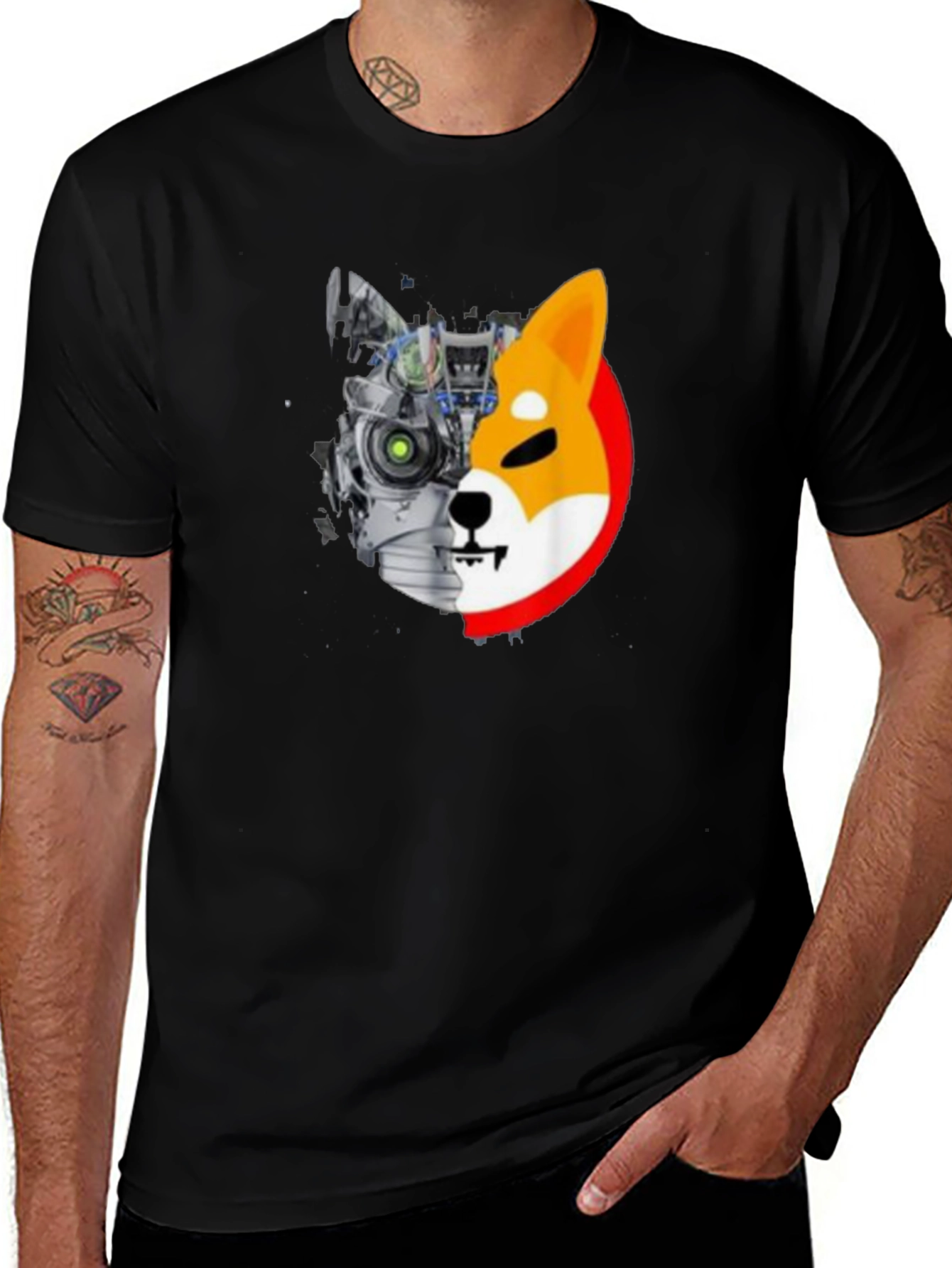 Cyber Shiba Inu T-Shirt - Futuristic Doge Design
