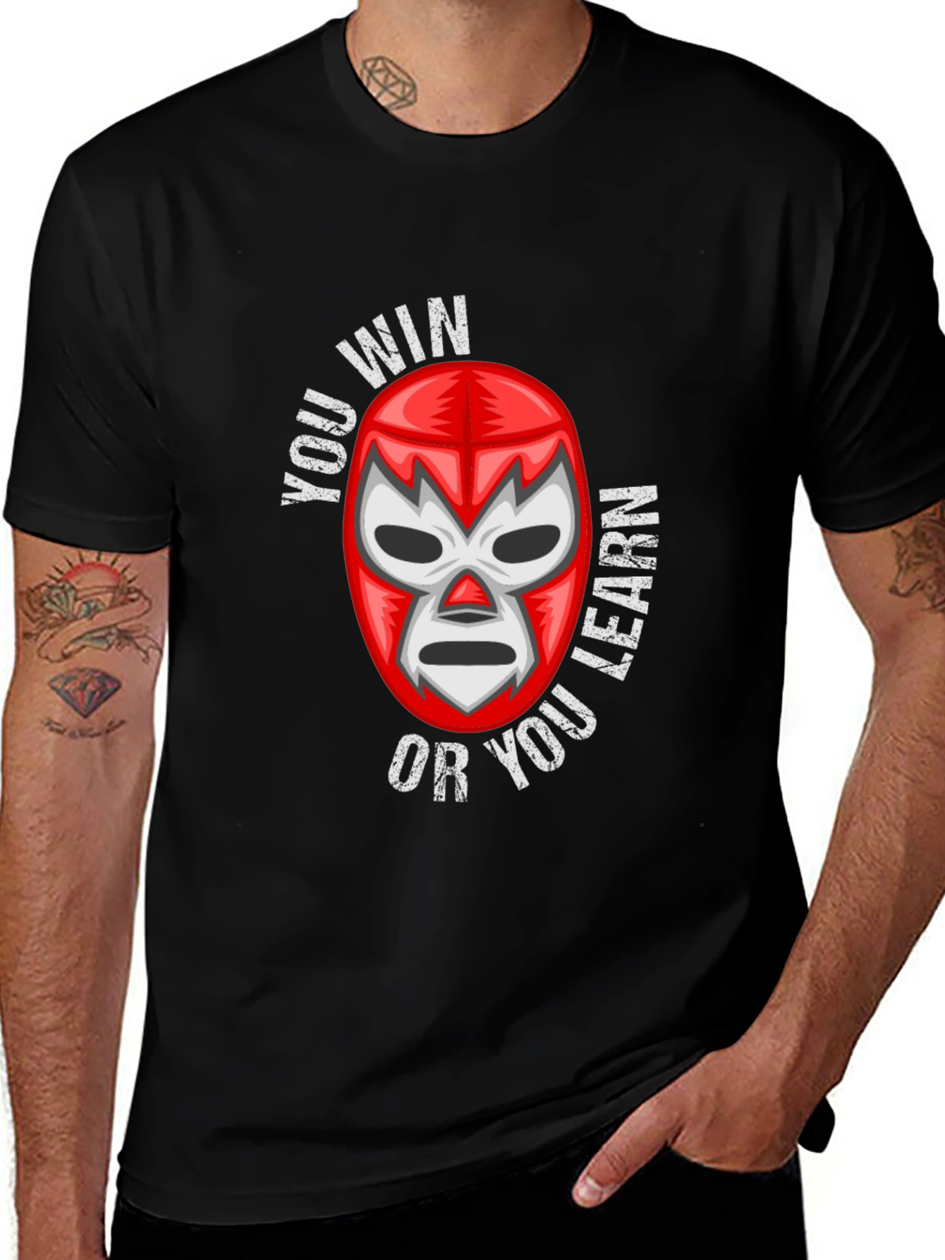Variant 12 of Lucha Libre Mask Graphic T-Shirt - You Win or You Learn