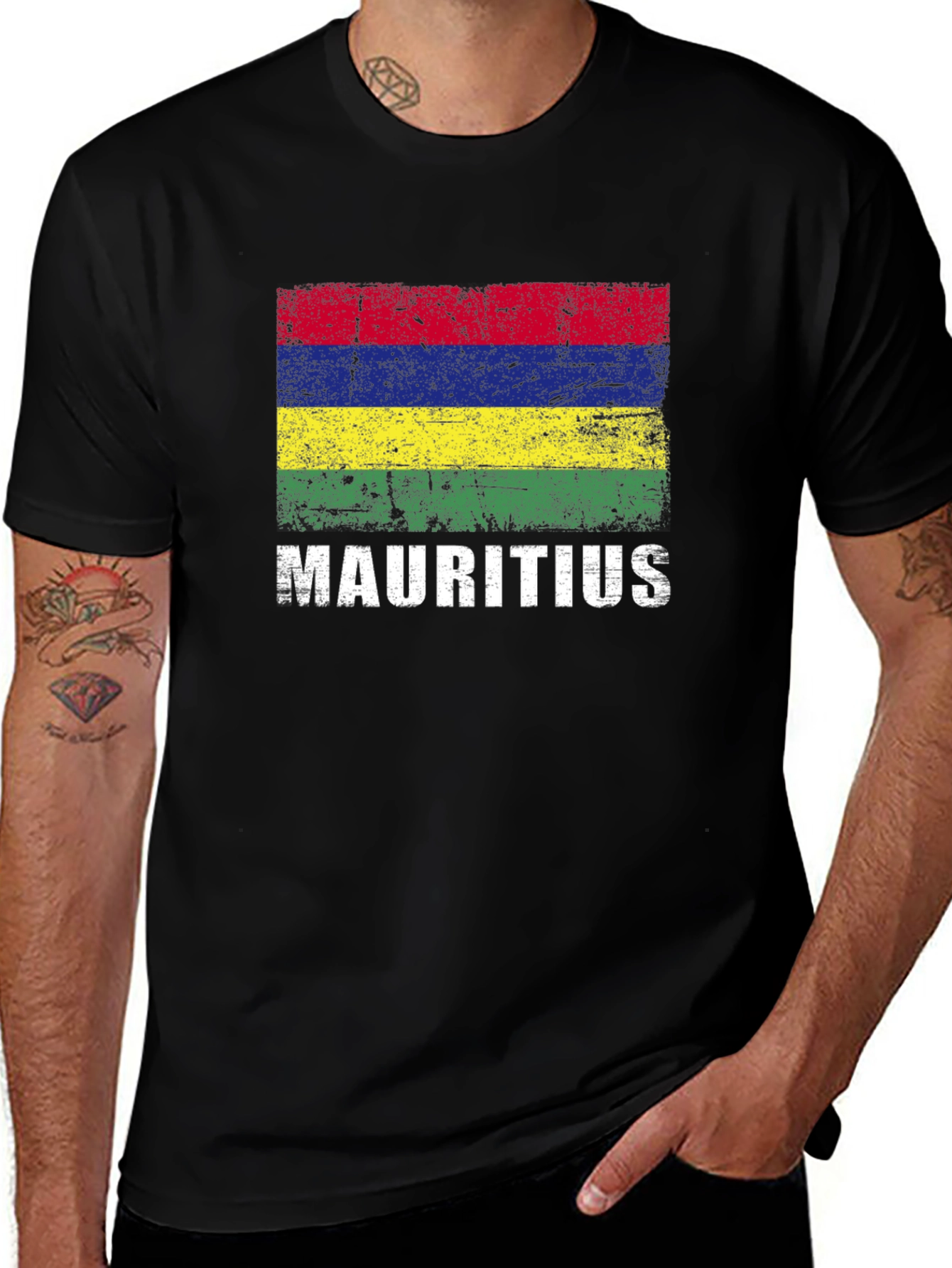 Mauritius Flag T-Shirt - Distressed Design