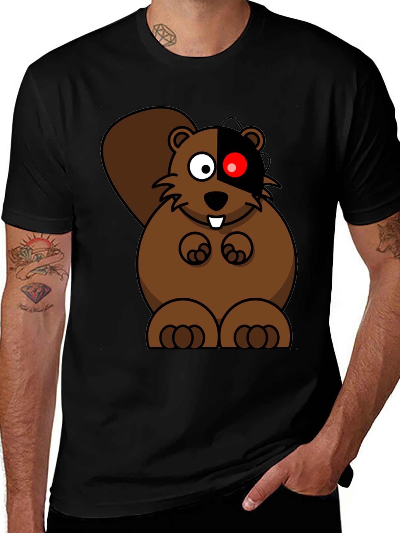Variant 22 of Cyber Beaver Graphic Tee - Unique Cartoon Design