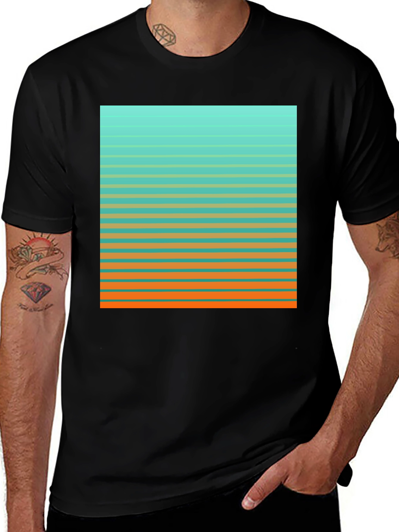 Variant 22 of Striped Gradient Graphic Tee - Modern Design