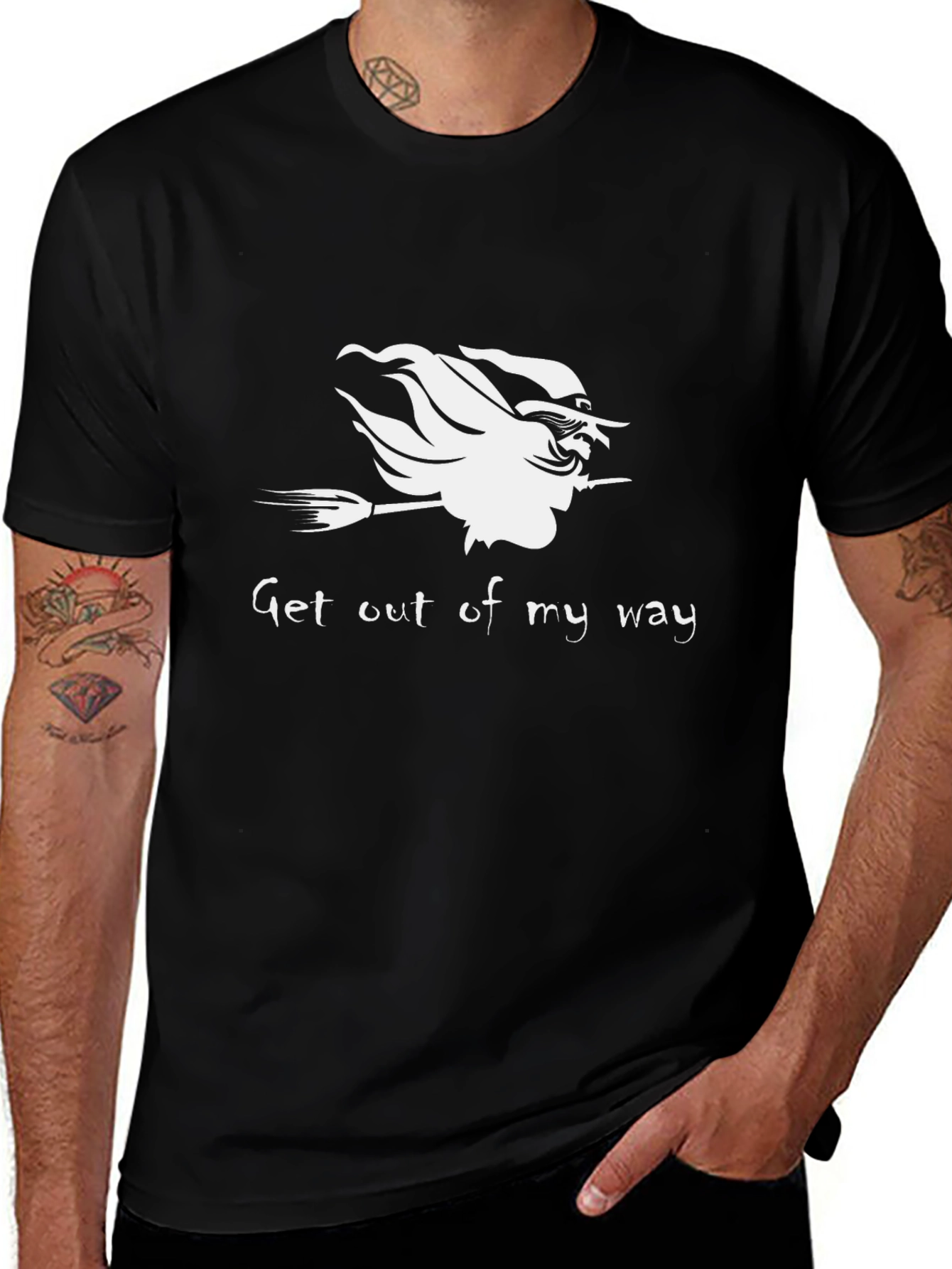 Variant 18 of Witch Silhouette Graphic T-Shirt - "Get Out of My Way"