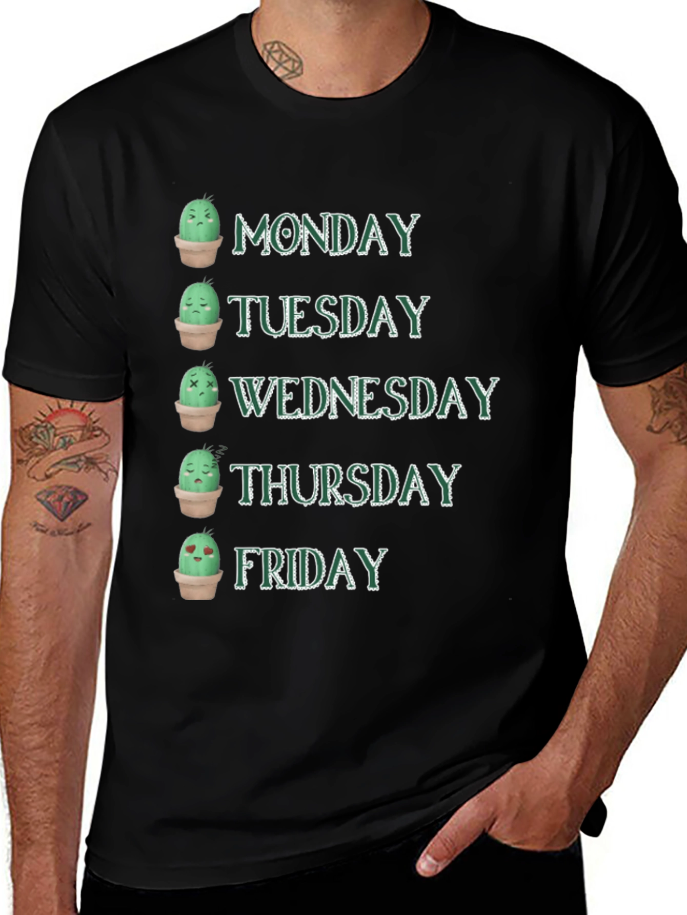 Variant 19 of Cactus Mood Days of the Week Graphic T-Shirt