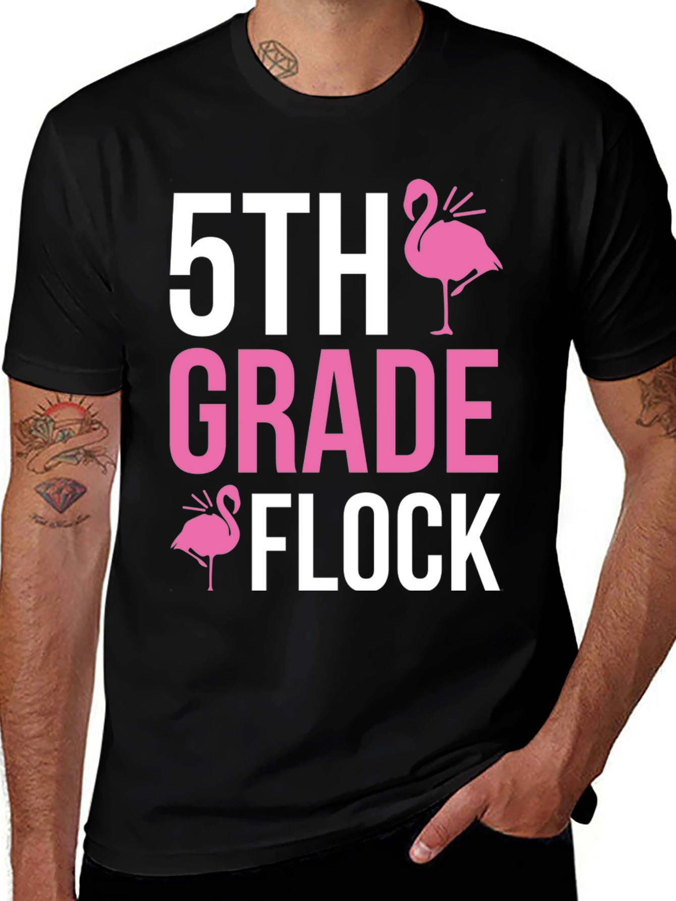 5th Grade Flock T-Shirt - Pink Flamingo