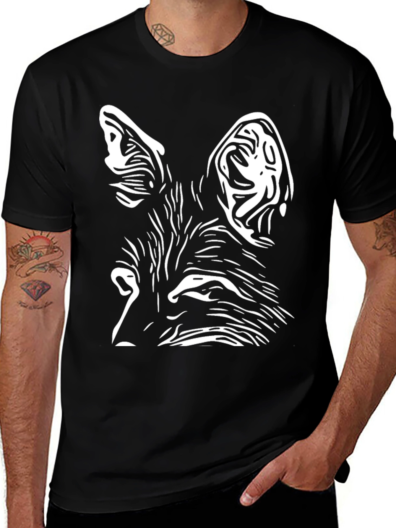 Variant 24 of Fox Face Graphic T-Shirt - Black Cotton Tee