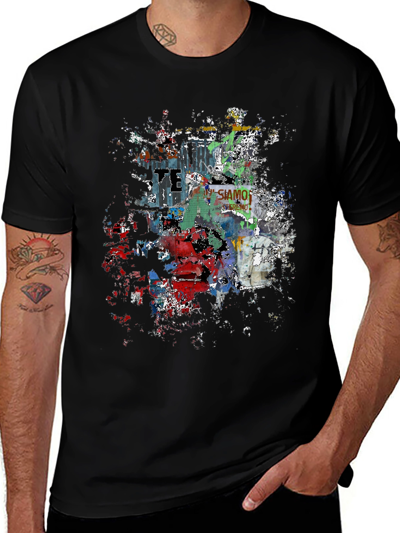Variant 24 of Abstract Graphic Print Black Casual T-Shirt