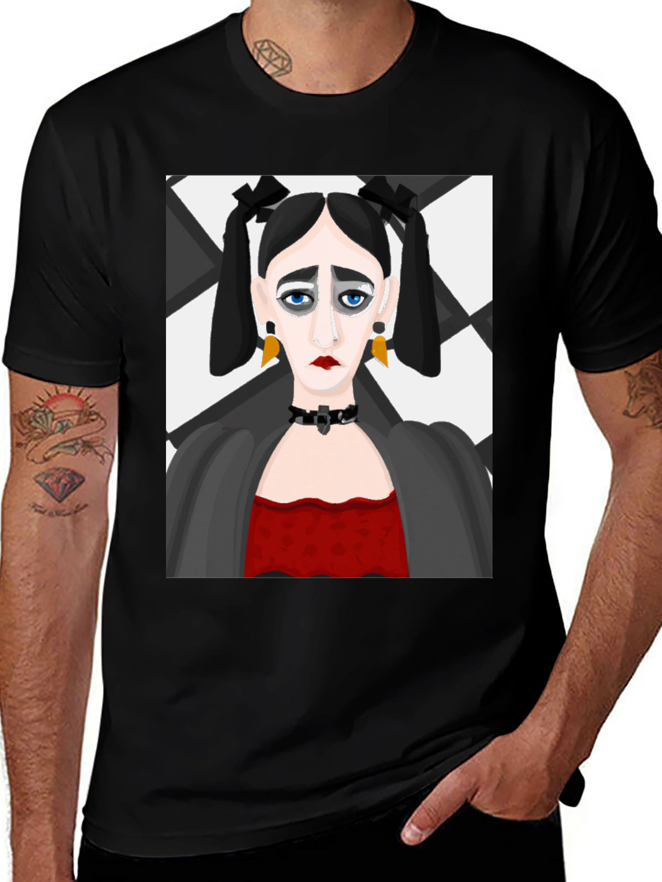 Variant 20 of Gothic Cartoon Character Black T-Shirt